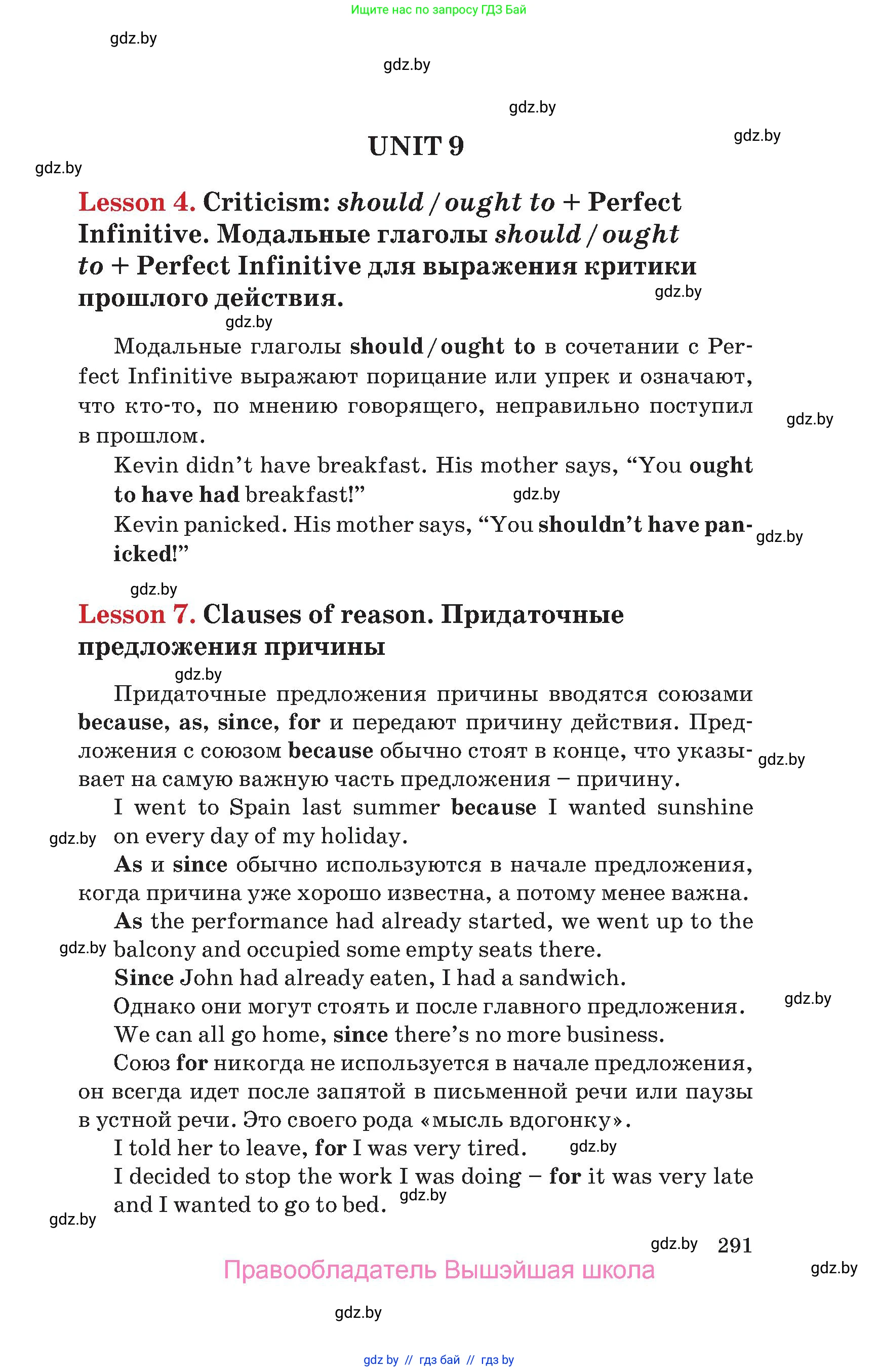 Английский язык (english), 9 класс Учебник (Student's book), авторы: Лапицкая Людмила Михайловна (Lapitskaya Ludmila), Демченко Наталья Валентиновна, Волков Андрей Валерьевич, Калишевич Алла Ивановна, Севрюкова Татьяна Юрьевна, Юхнель Наталья Валентиновна, издательство Вышэйшая школа, Минск, 2018, страница 291