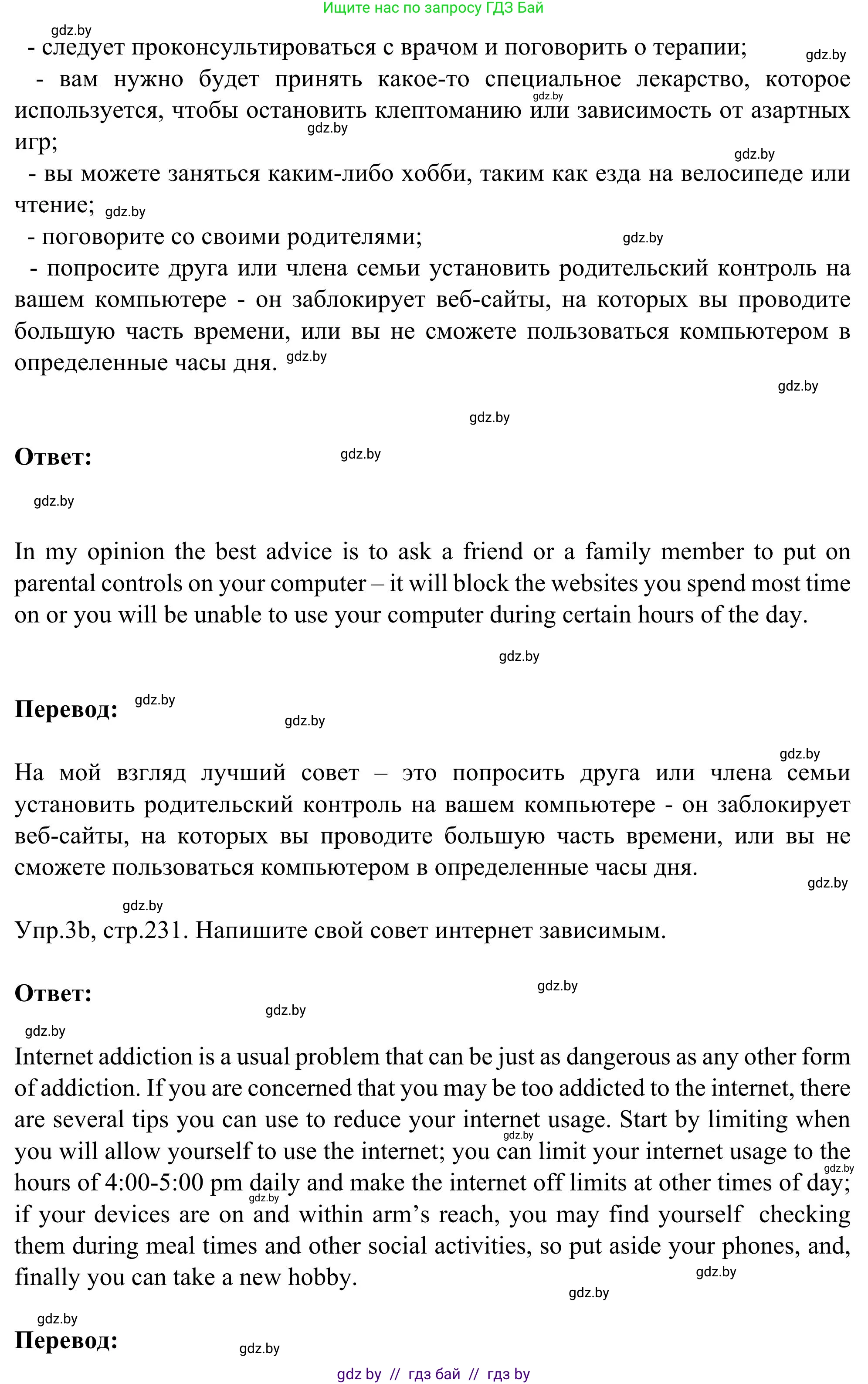 Английский язык (english), 9 класс Учебник (Student's book), авторы: Лапицкая Людмила Михайловна (Lapitskaya Ludmila), Демченко Наталья Валентиновна, Волков Андрей Валерьевич, Калишевич Алла Ивановна, Севрюкова Татьяна Юрьевна, Юхнель Наталья Валентиновна, издательство Вышэйшая школа, Минск, 2018, страница 231, номер 3, Решение 2 (продолжение 2)