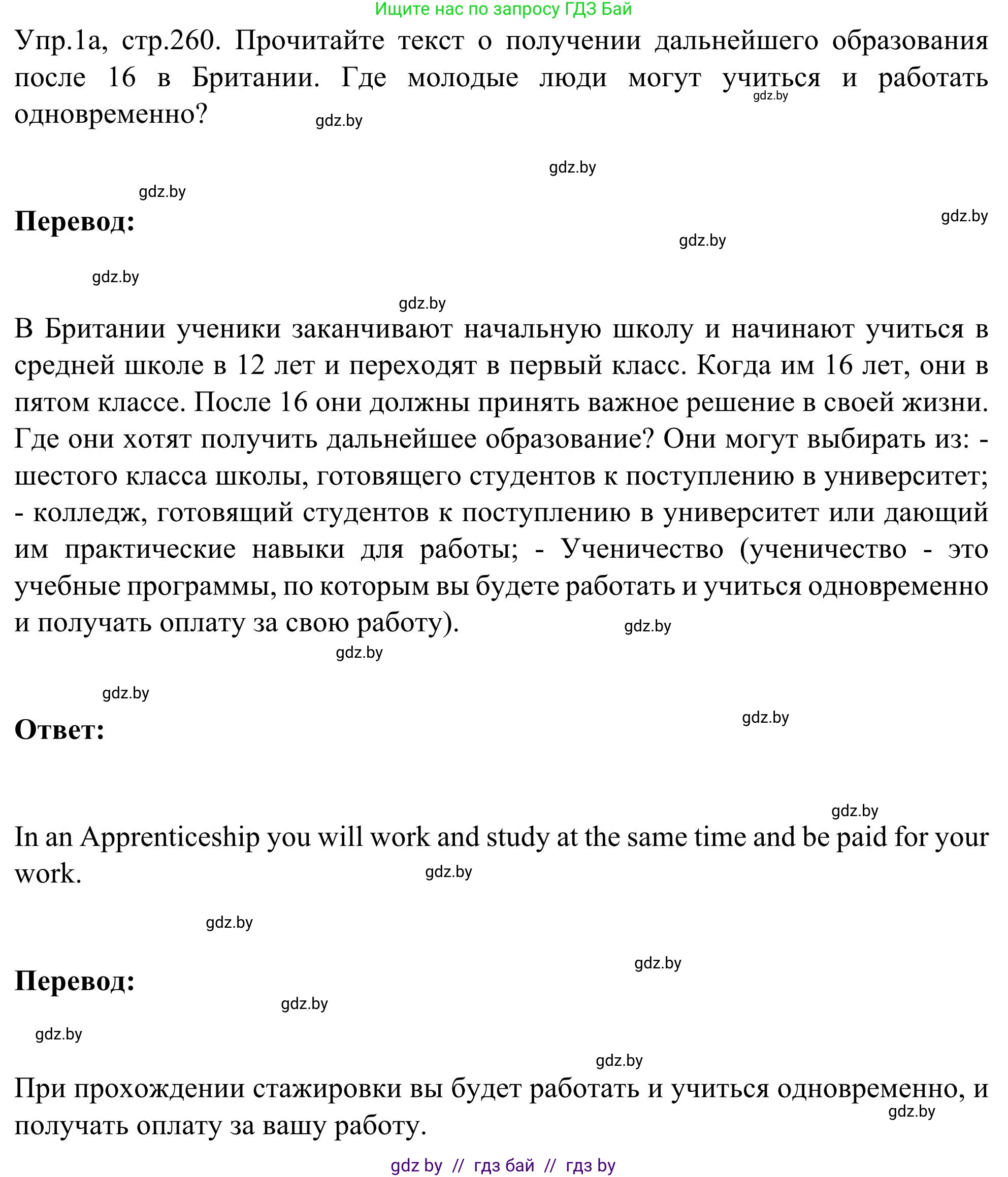 Английский язык (english), 9 класс Учебник (Student's book), авторы: Лапицкая Людмила Михайловна (Lapitskaya Ludmila), Демченко Наталья Валентиновна, Волков Андрей Валерьевич, Калишевич Алла Ивановна, Севрюкова Татьяна Юрьевна, Юхнель Наталья Валентиновна, издательство Вышэйшая школа, Минск, 2018, страница 260, номер 1, Решение 2