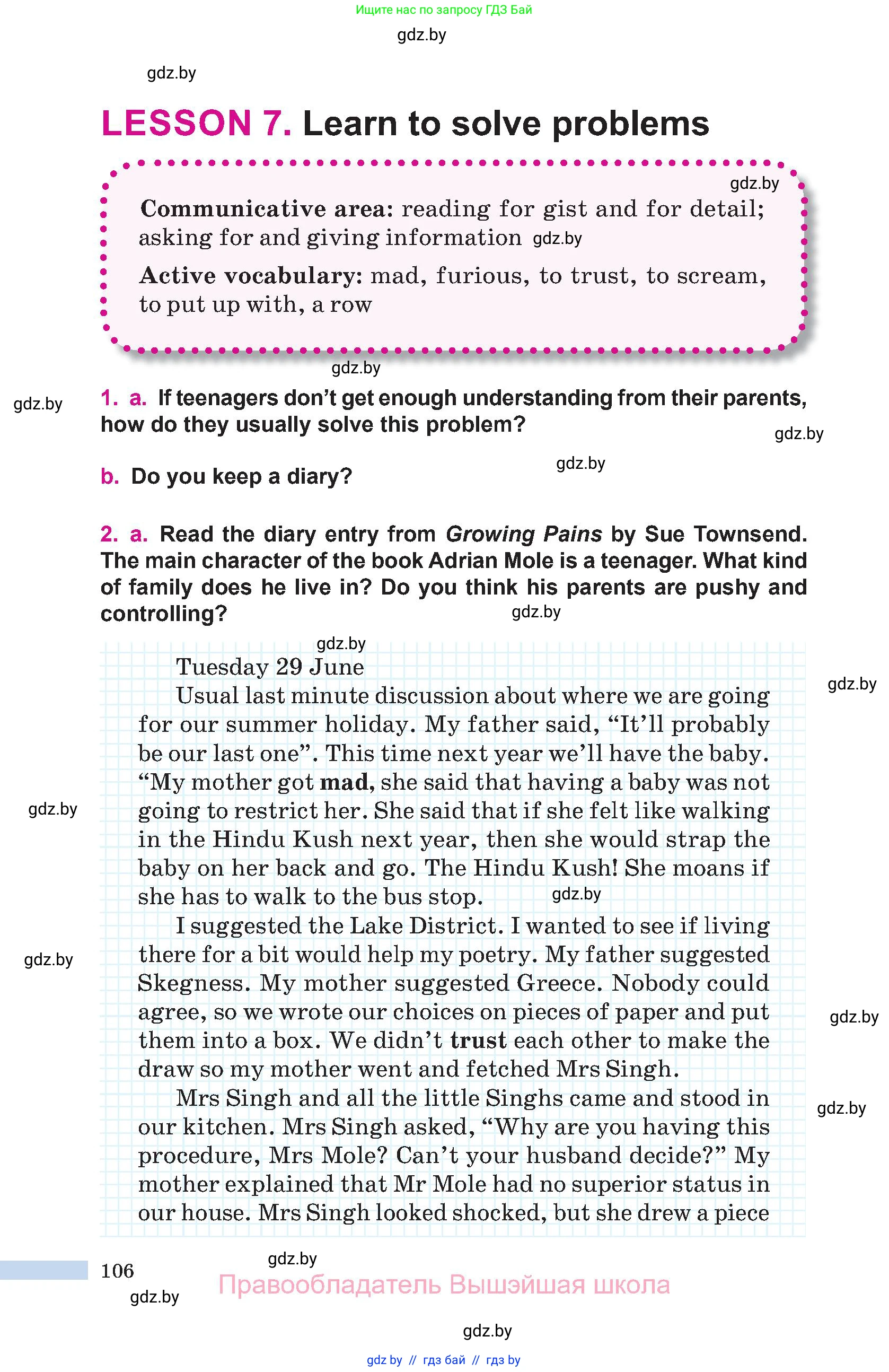 Английский язык (english), 10 класс Учебник (Student's book), авторы: Демченко Наталья Валентиновна, Юхнель Наталья Валентиновна, Севрюкова Татьяна Юрьевна, Бушуева Эдите Владиславовна, Лапицкая Людмила Михайловна (Lapitskaya Ludmila), издательство Вышэйшая школа, Минск, 2021, голубого цвета, Часть ( Part) 1, страница 106