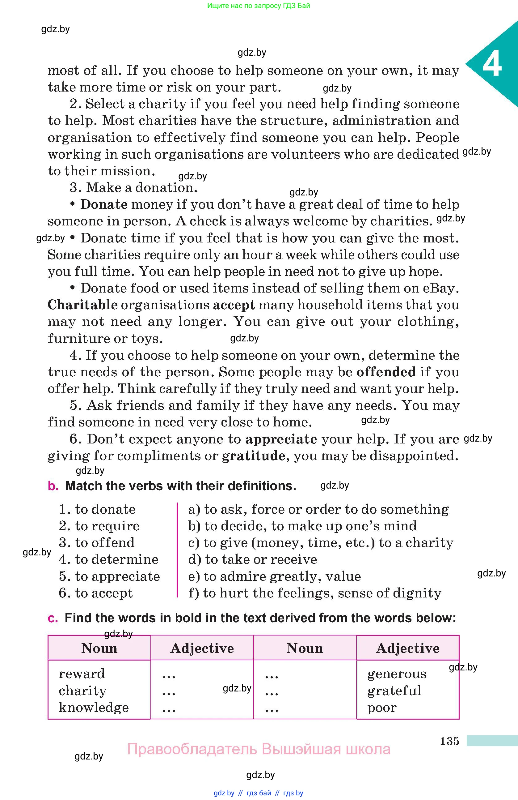 Английский язык (english), 10 класс Учебник (Student's book), авторы: Демченко Наталья Валентиновна, Юхнель Наталья Валентиновна, Севрюкова Татьяна Юрьевна, Бушуева Эдите Владиславовна, Лапицкая Людмила Михайловна (Lapitskaya Ludmila), издательство Вышэйшая школа, Минск, 2021, голубого цвета, страница 135