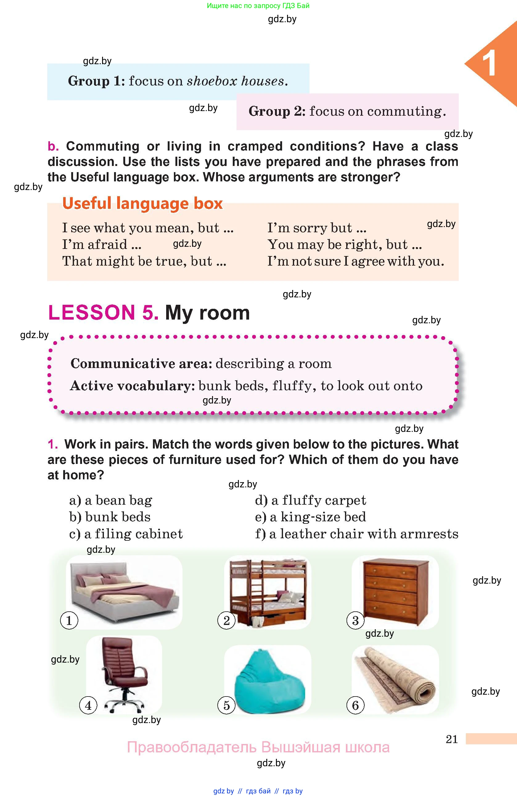 Английский язык (english), 10 класс Учебник (Student's book), авторы: Демченко Наталья Валентиновна, Юхнель Наталья Валентиновна, Севрюкова Татьяна Юрьевна, Бушуева Эдите Владиславовна, Лапицкая Людмила Михайловна (Lapitskaya Ludmila), издательство Вышэйшая школа, Минск, 2021, голубого цвета, Часть ( Part) 1, страница 21