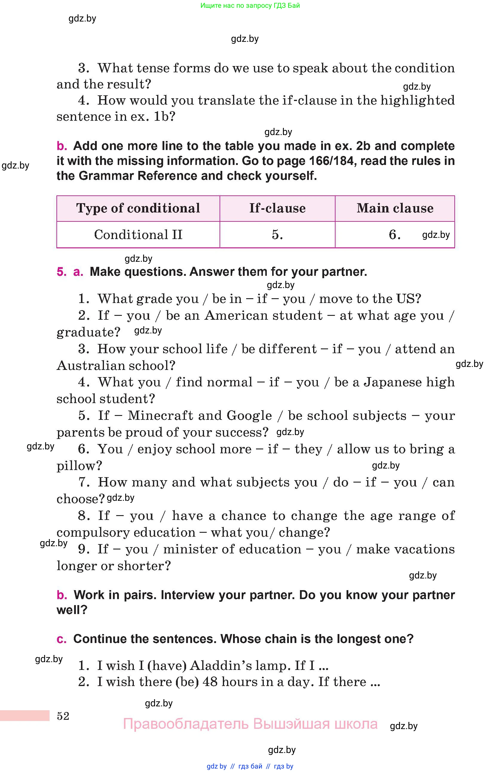 Английский язык (english), 10 класс Учебник (Student's book), авторы: Демченко Наталья Валентиновна, Юхнель Наталья Валентиновна, Севрюкова Татьяна Юрьевна, Бушуева Эдите Владиславовна, Лапицкая Людмила Михайловна (Lapitskaya Ludmila), издательство Вышэйшая школа, Минск, 2021, голубого цвета, Часть ( Part) 1, страница 52