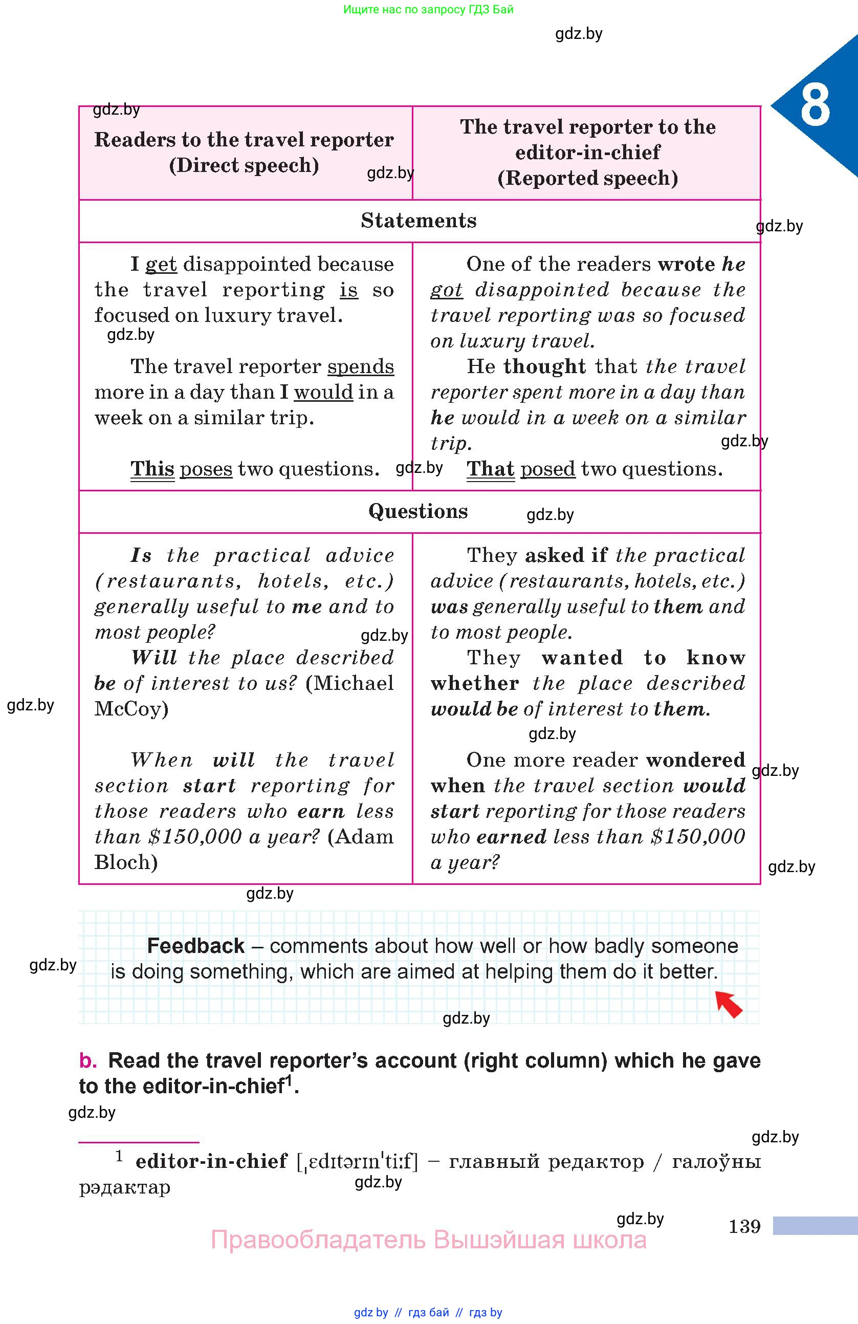 Английский язык (english), 10 класс Учебник (Student's book), авторы: Демченко Наталья Валентиновна, Юхнель Наталья Валентиновна, Севрюкова Татьяна Юрьевна, Бушуева Эдите Владиславовна, Лапицкая Людмила Михайловна (Lapitskaya Ludmila), издательство Вышэйшая школа, Минск, 2021, голубого цвета, страница 139