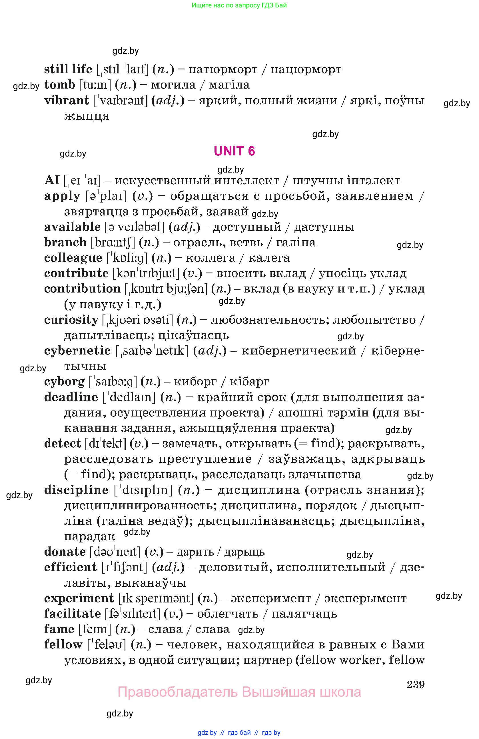 Английский язык (english), 10 класс Учебник (Student's book), авторы: Демченко Наталья Валентиновна, Юхнель Наталья Валентиновна, Севрюкова Татьяна Юрьевна, Бушуева Эдите Владиславовна, Лапицкая Людмила Михайловна (Lapitskaya Ludmila), издательство Вышэйшая школа, Минск, 2021, голубого цвета, страница 239