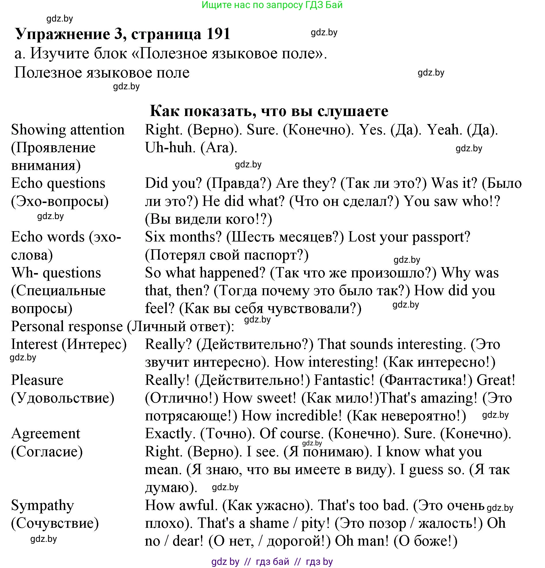 Английский язык (english), 10 класс Учебник (Student's book), авторы: Демченко Наталья Валентиновна, Юхнель Наталья Валентиновна, Севрюкова Татьяна Юрьевна, Бушуева Эдите Владиславовна, Лапицкая Людмила Михайловна (Lapitskaya Ludmila), издательство Вышэйшая школа, Минск, 2021, голубого цвета, Часть ( Part) 2, страница 191, номер 3, Решение 1
