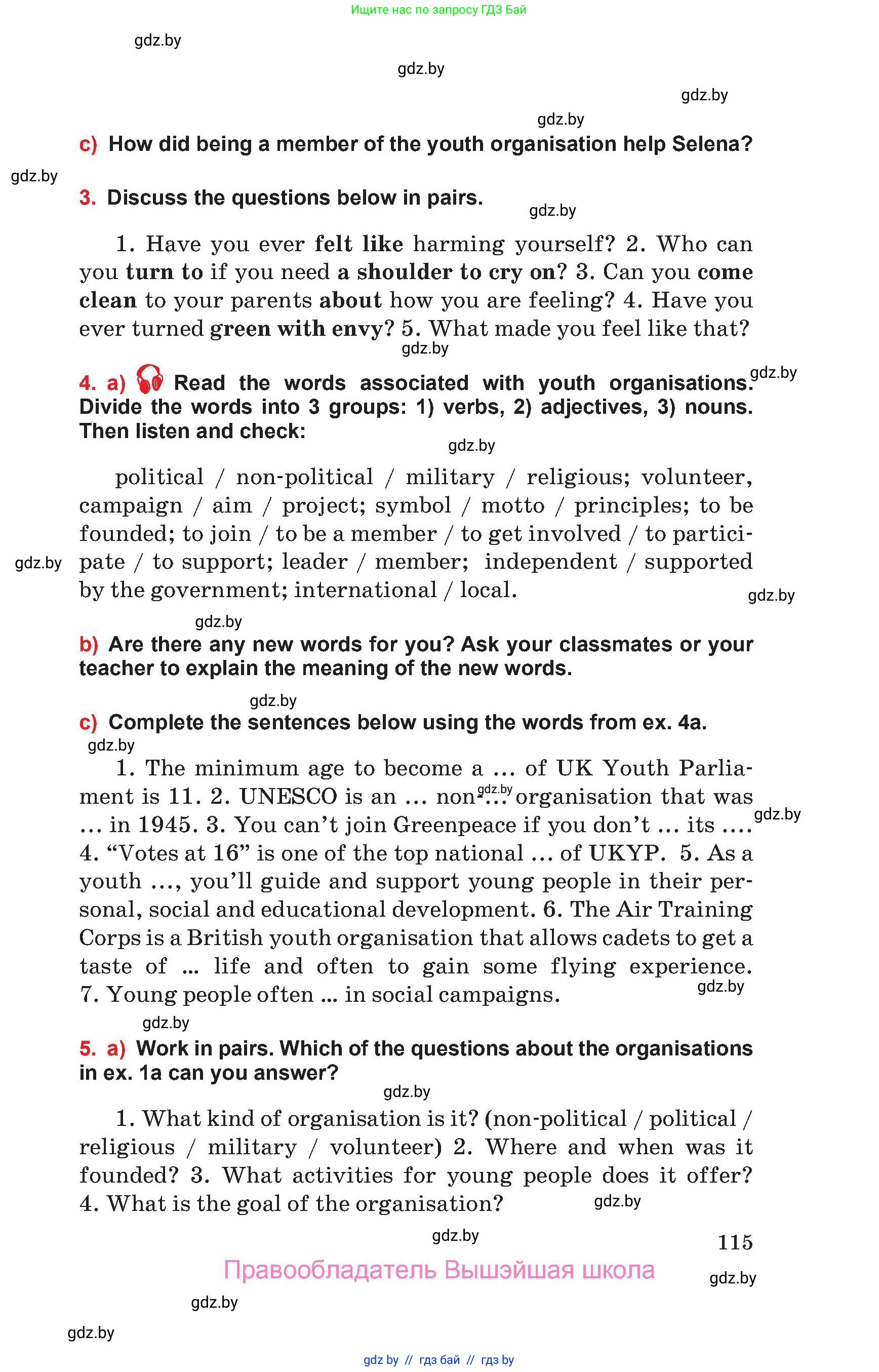 Английский язык (english), 10 класс Учебник (Student's book), авторы: Юхнель Наталья Валентиновна, Наумова Елена Георгиевна, Демченко Наталья Валентиновна, издательство Вышэйшая школа, Минск, 2019, страница 115