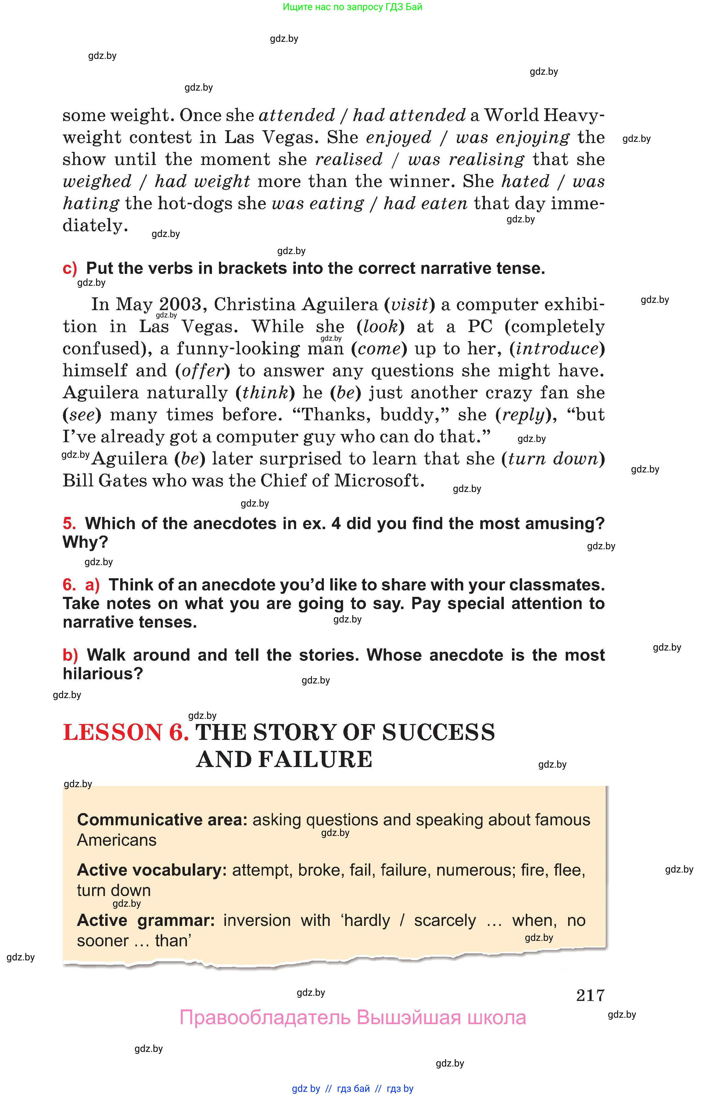 Английский язык (english), 10 класс Учебник (Student's book), авторы: Юхнель Наталья Валентиновна, Наумова Елена Георгиевна, Демченко Наталья Валентиновна, издательство Вышэйшая школа, Минск, 2019, страница 217