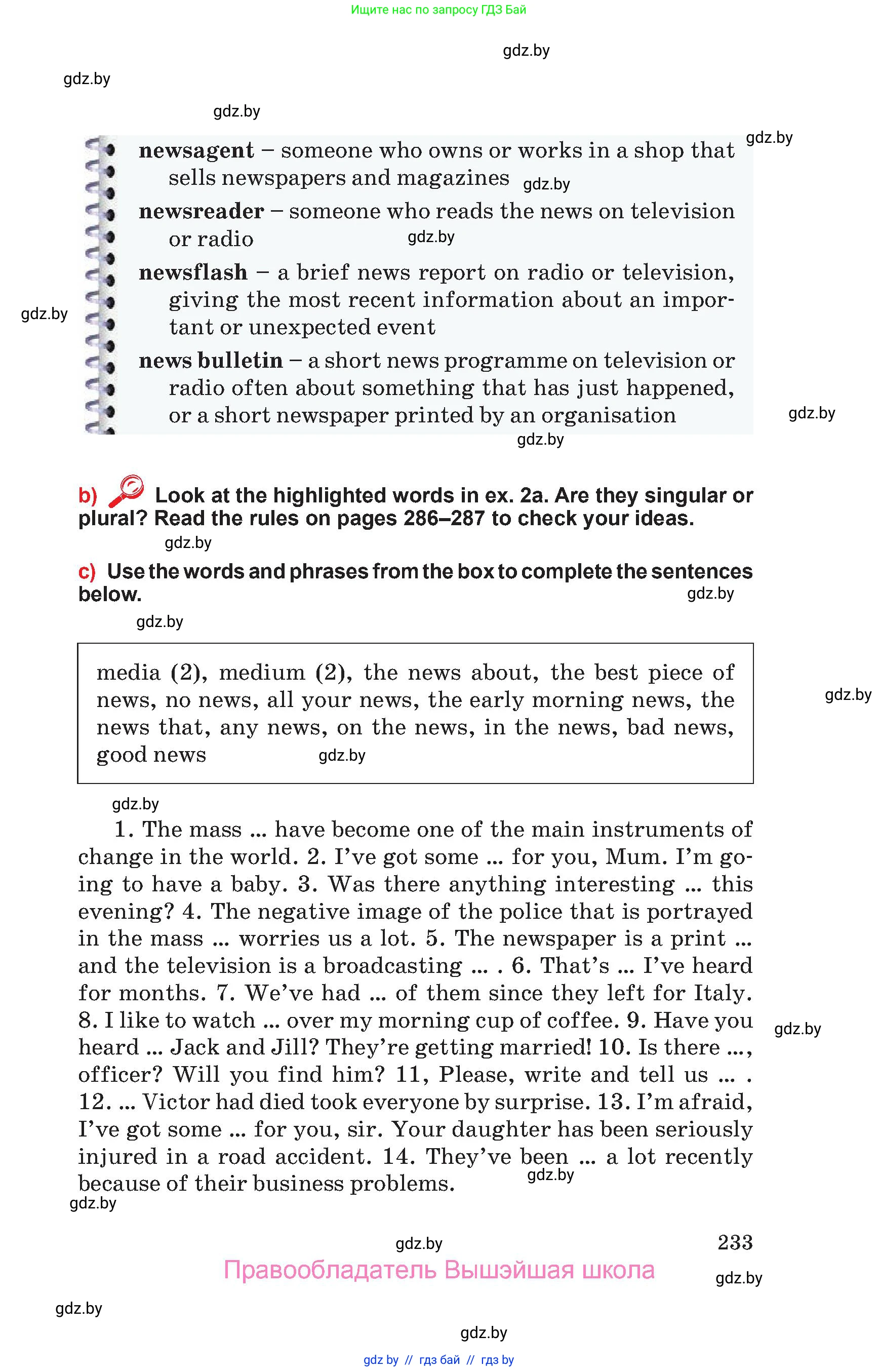Английский язык (english), 10 класс Учебник (Student's book), авторы: Юхнель Наталья Валентиновна, Наумова Елена Георгиевна, Демченко Наталья Валентиновна, издательство Вышэйшая школа, Минск, 2019, страница 233
