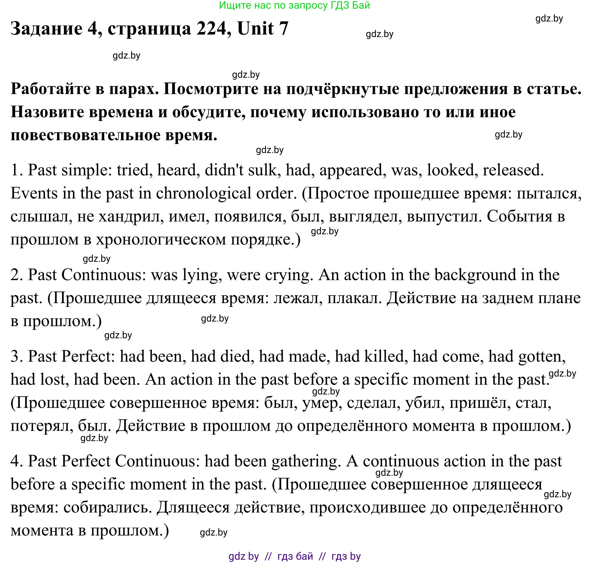 Английский язык (english), 10 класс Учебник (Student's book), авторы: Юхнель Наталья Валентиновна, Наумова Елена Георгиевна, Демченко Наталья Валентиновна, издательство Вышэйшая школа, Минск, 2019, страница 224, номер 4, Решение