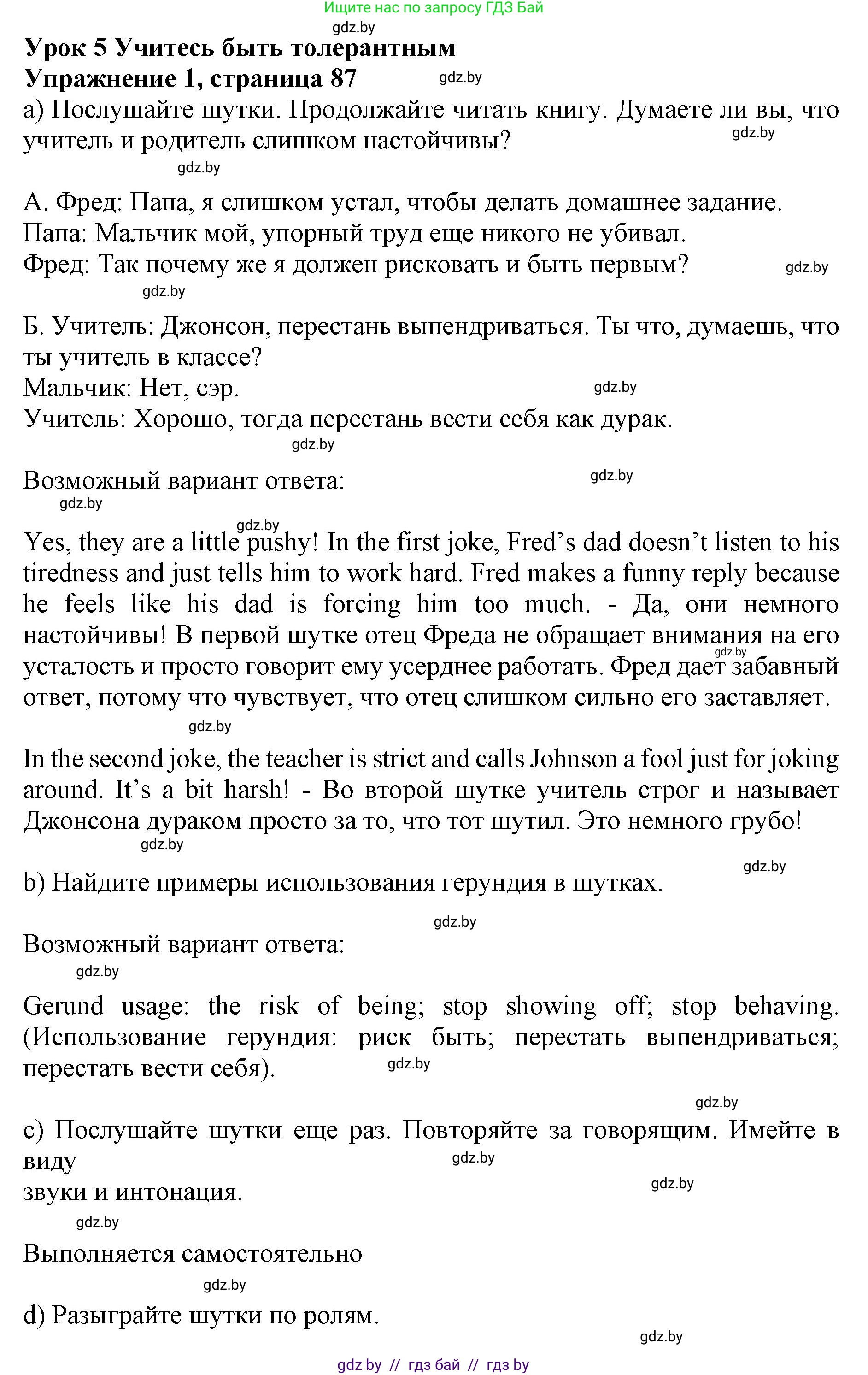 Английский язык (english), 10 класс Учебник (Student's book), авторы: Юхнель Наталья Валентиновна, Наумова Елена Георгиевна, Демченко Наталья Валентиновна, издательство Вышэйшая школа, Минск, 2019, страница 87, номер 1, Решение 2