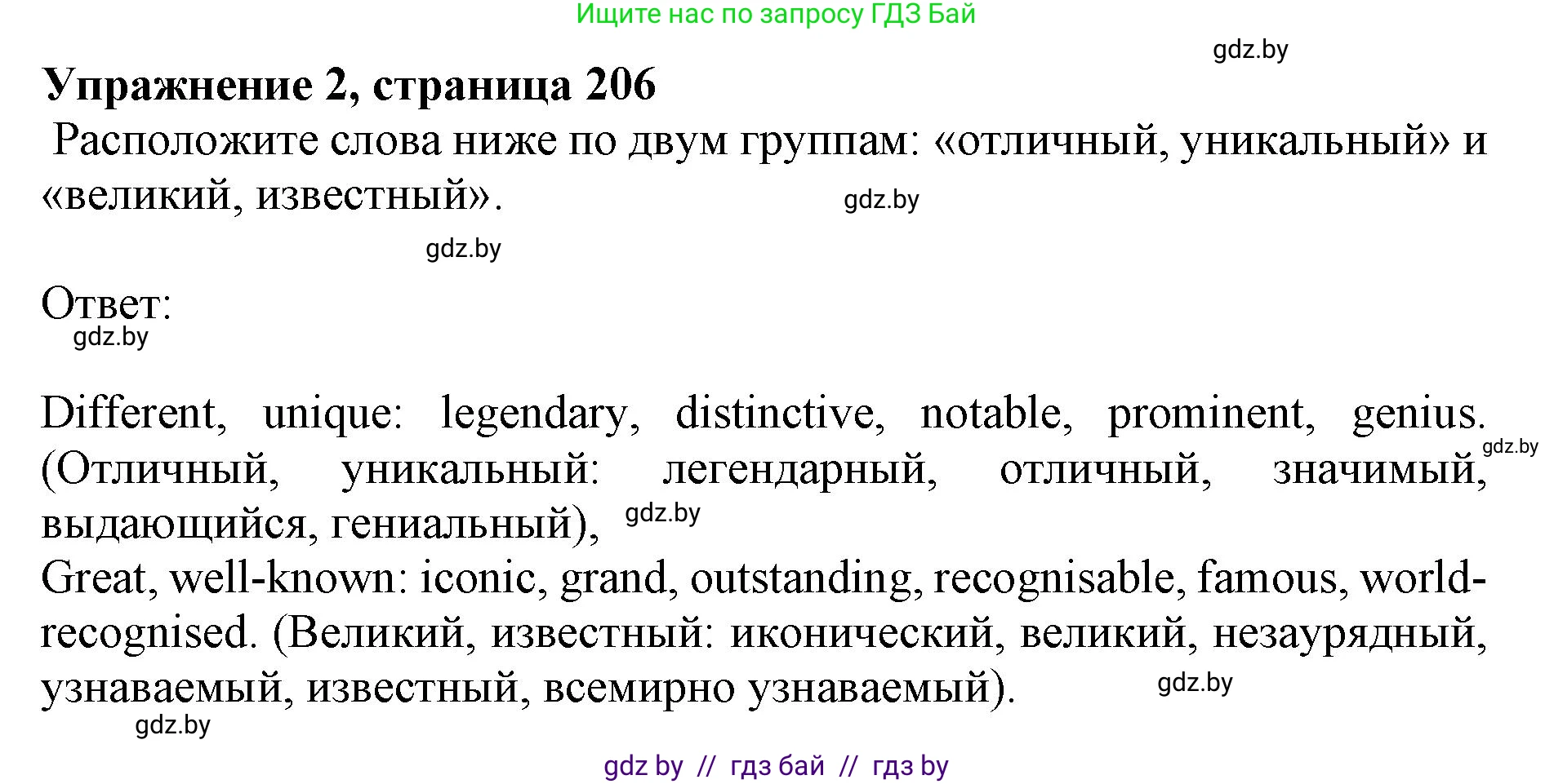Английский язык (english), 10 класс Учебник (Student's book), авторы: Юхнель Наталья Валентиновна, Наумова Елена Георгиевна, Демченко Наталья Валентиновна, издательство Вышэйшая школа, Минск, 2019, страница 206, номер 2, Решение 2