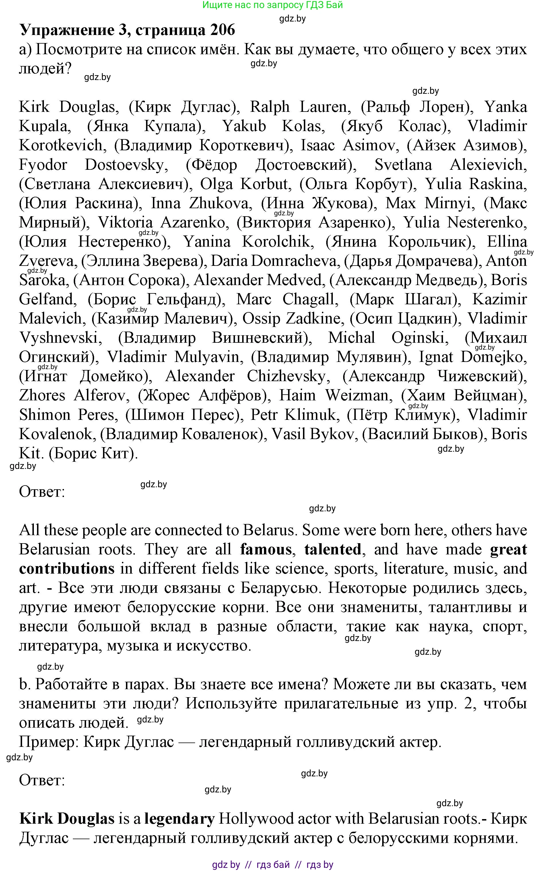 Английский язык (english), 10 класс Учебник (Student's book), авторы: Юхнель Наталья Валентиновна, Наумова Елена Георгиевна, Демченко Наталья Валентиновна, издательство Вышэйшая школа, Минск, 2019, страница 206, номер 3, Решение 2