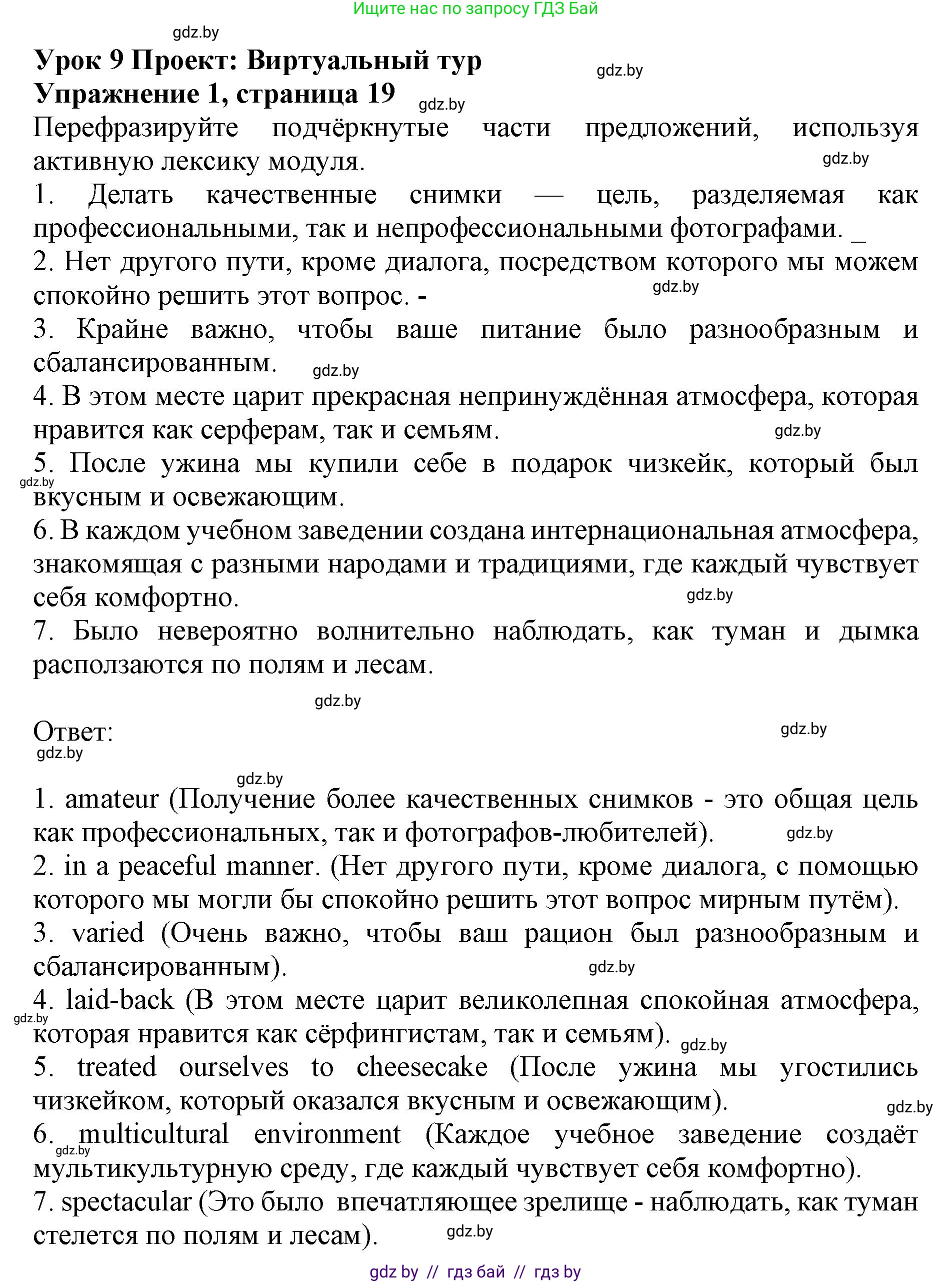 Английский язык (english), 11 класс практикум (activity book ), авторы: Демченко Наталья Валентиновна, Бушуева Эдите Владиславовна, Севрюкова Татьяна Юрьевна, Лапицкая Людмила Михайловна (Lapitskaya Ludmila), Романчук Вероника Романовна, Яковчиц Т Н, издательство Аверсэв, Минск, 2023, Часть 2, страница 19, номер 1, Решение