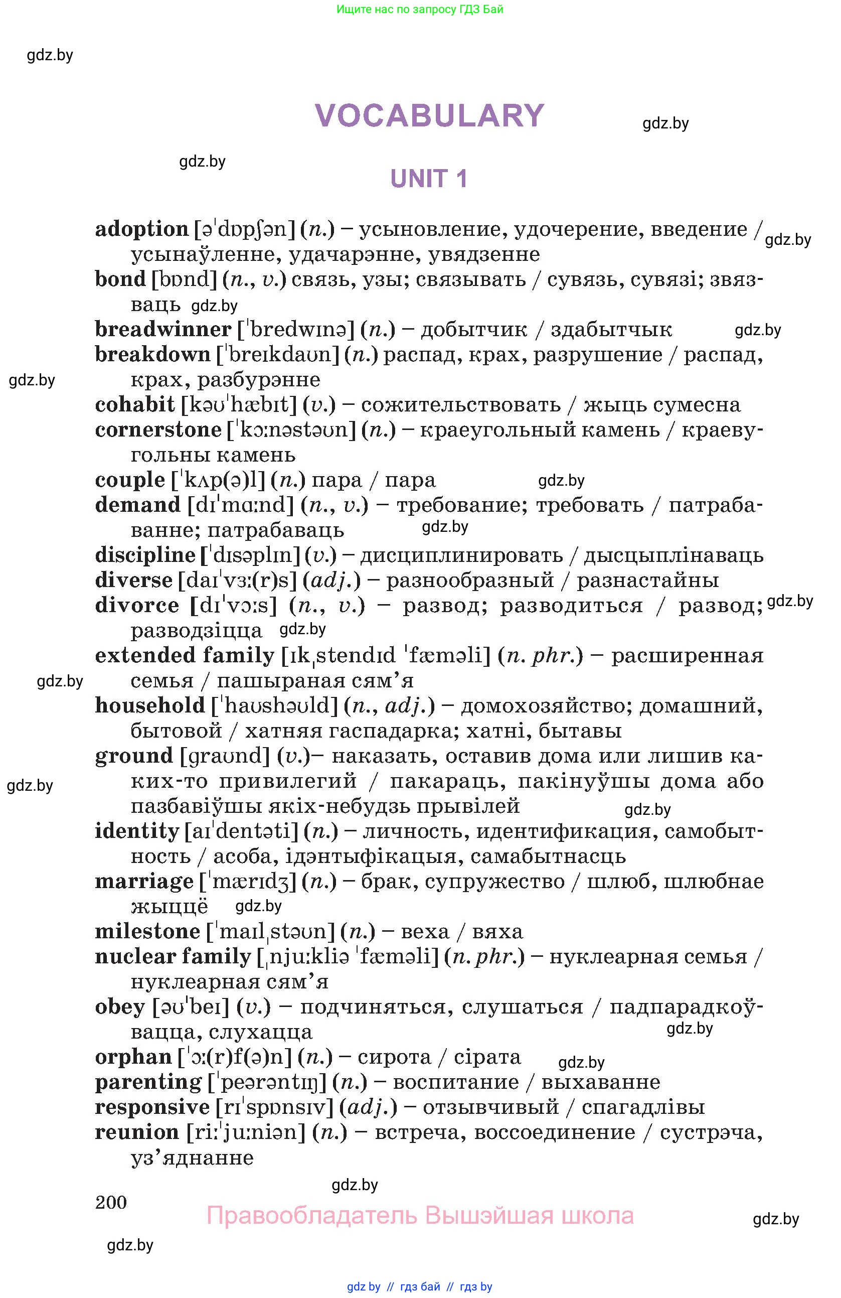 Английский язык (english), 11 класс Учебник (Student's book), авторы: Демченко Наталья Валентиновна, Бушуева Эдите Владиславовна, Севрюкова Татьяна Юрьевна, Лапицкая Людмила Михайловна (Lapitskaya Ludmila), Романчук Вероника Романовна, издательство Вышэйшая школа, Минск, 2022, розового цвета, страница 200