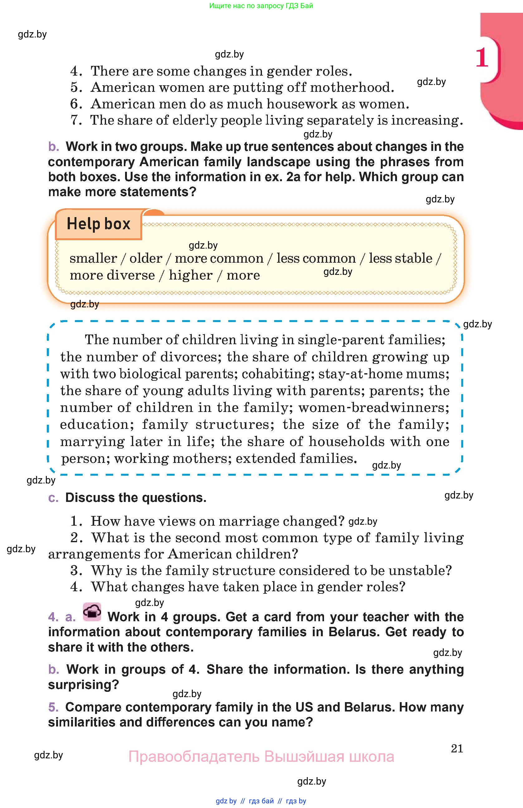 Английский язык (english), 11 класс Учебник (Student's book), авторы: Демченко Наталья Валентиновна, Бушуева Эдите Владиславовна, Севрюкова Татьяна Юрьевна, Лапицкая Людмила Михайловна (Lapitskaya Ludmila), Романчук Вероника Романовна, издательство Вышэйшая школа, Минск, 2022, розового цвета, Часть ( Part) 1, страница 21