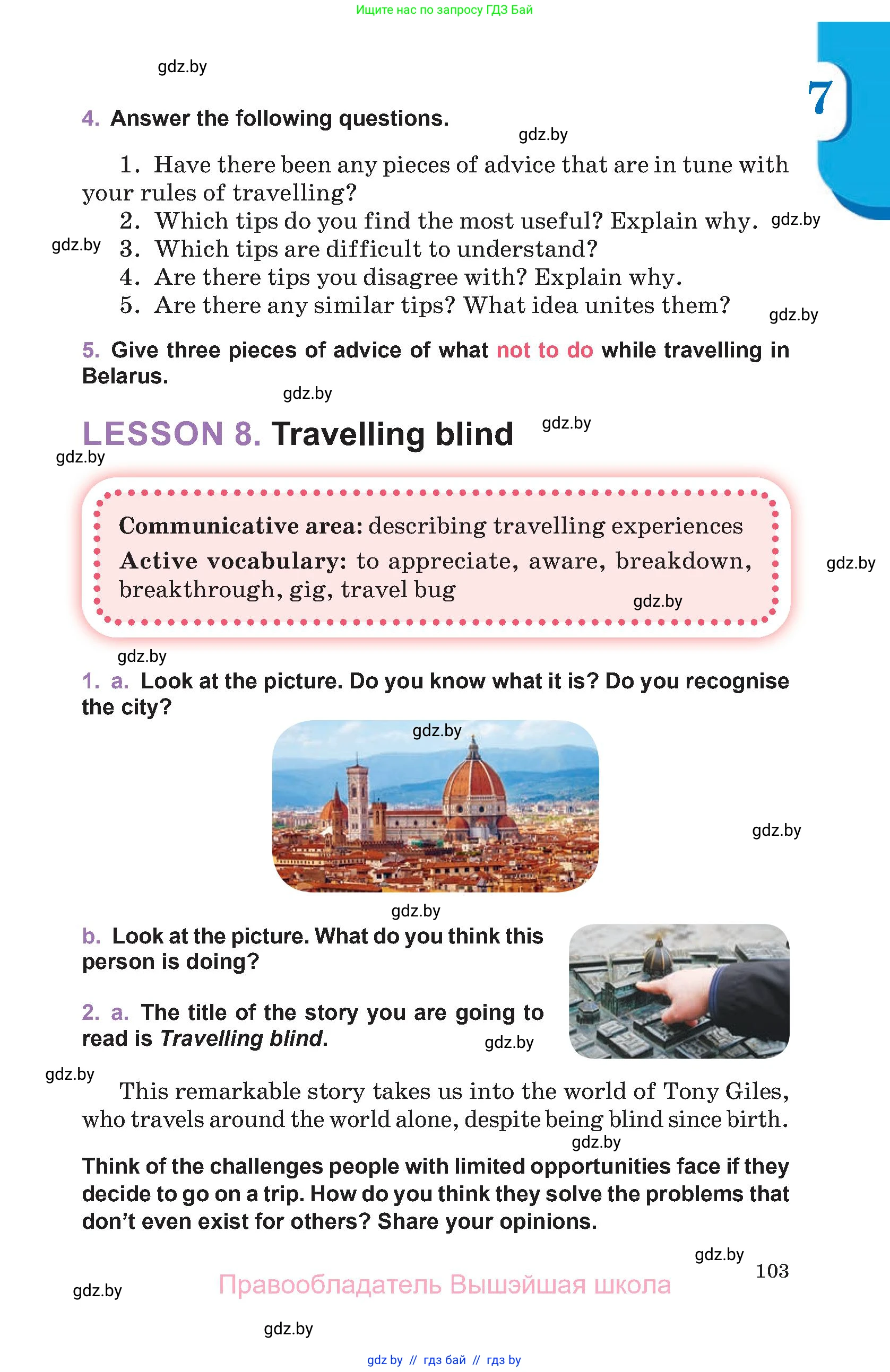 Английский язык (english), 11 класс Учебник (Student's book), авторы: Демченко Наталья Валентиновна, Бушуева Эдите Владиславовна, Севрюкова Татьяна Юрьевна, Лапицкая Людмила Михайловна (Lapitskaya Ludmila), Романчук Вероника Романовна, издательство Вышэйшая школа, Минск, 2022, розового цвета, Часть ( Part) 2, страница 103