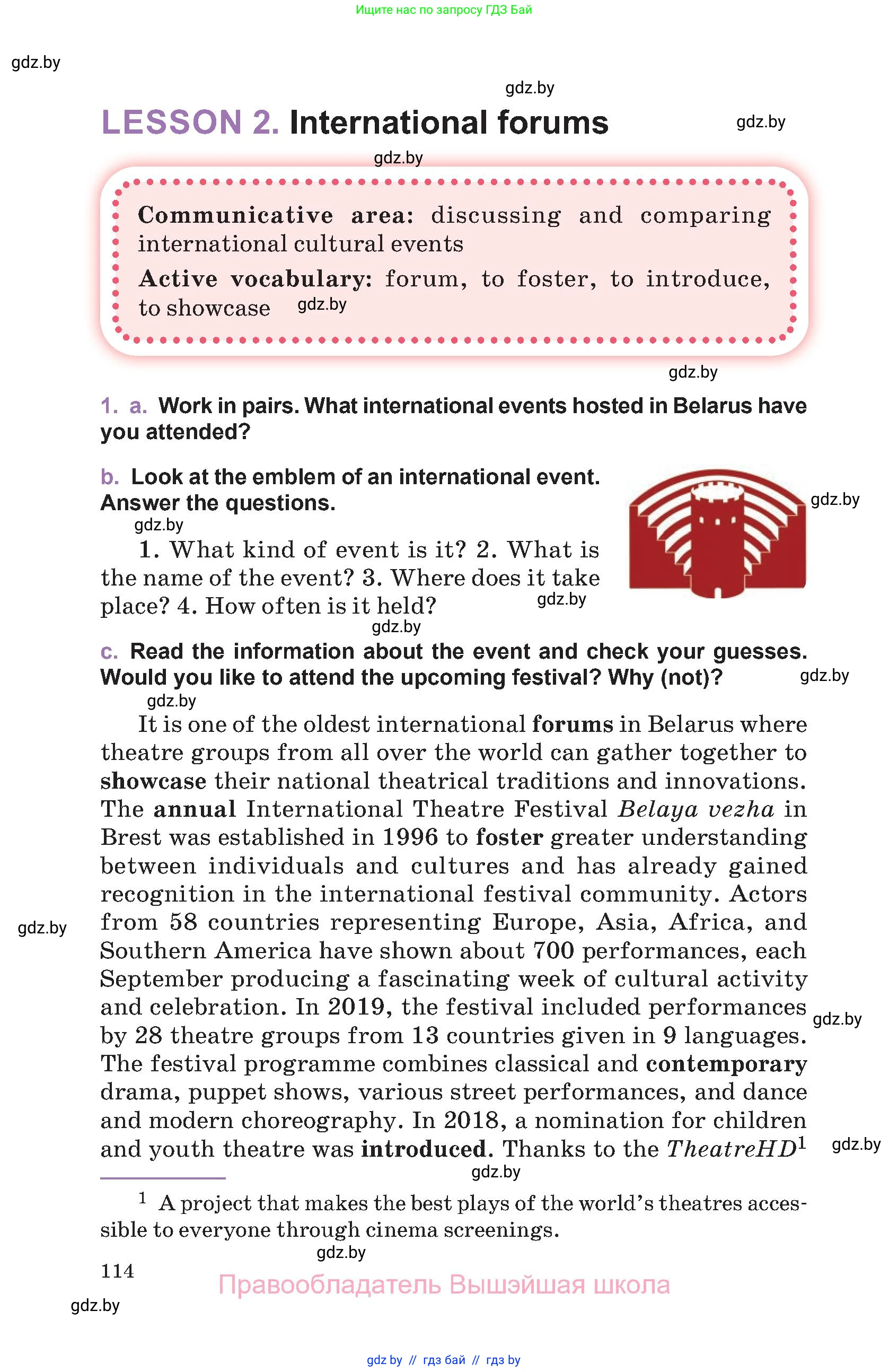 Английский язык (english), 11 класс Учебник (Student's book), авторы: Демченко Наталья Валентиновна, Бушуева Эдите Владиславовна, Севрюкова Татьяна Юрьевна, Лапицкая Людмила Михайловна (Lapitskaya Ludmila), Романчук Вероника Романовна, издательство Вышэйшая школа, Минск, 2022, розового цвета, Часть ( Part) 2, страница 114