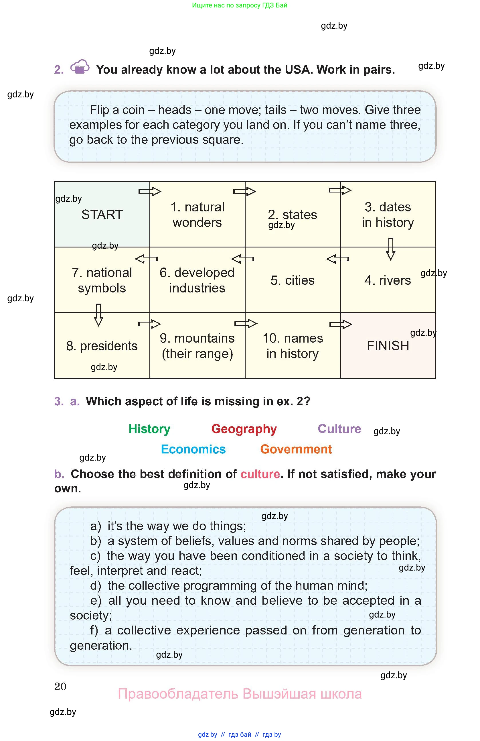 Английский язык (english), 11 класс Учебник (Student's book), авторы: Демченко Наталья Валентиновна, Бушуева Эдите Владиславовна, Севрюкова Татьяна Юрьевна, Лапицкая Людмила Михайловна (Lapitskaya Ludmila), Романчук Вероника Романовна, издательство Вышэйшая школа, Минск, 2022, розового цвета, Часть ( Part) 2, страница 20
