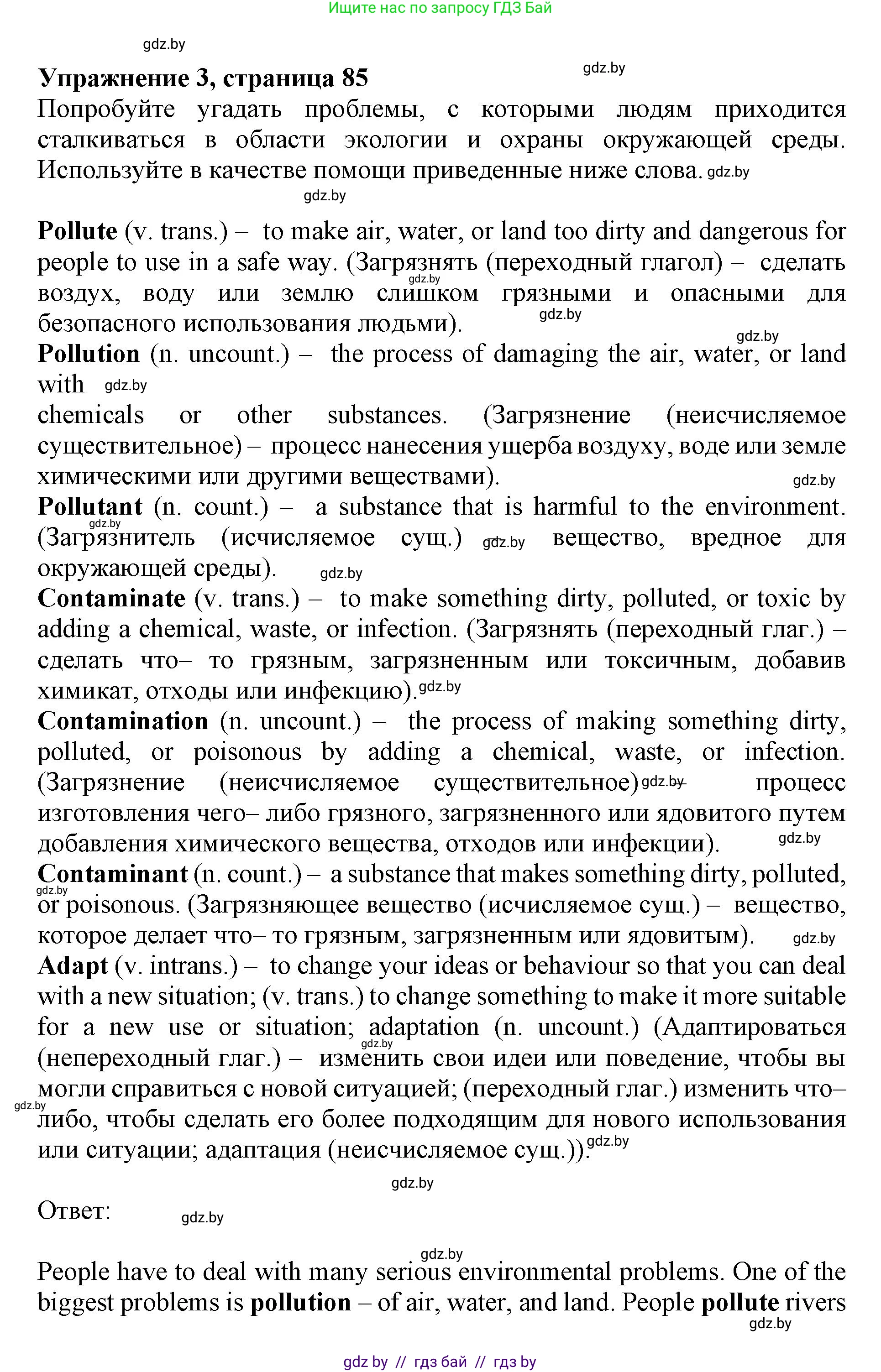 Английский язык (english), 11 класс Учебник (Student's book), авторы: Демченко Наталья Валентиновна, Бушуева Эдите Владиславовна, Севрюкова Татьяна Юрьевна, Лапицкая Людмила Михайловна (Lapitskaya Ludmila), Романчук Вероника Романовна, издательство Вышэйшая школа, Минск, 2022, розового цвета, Часть ( Part) 1, страница 85, номер 3, Решение 1