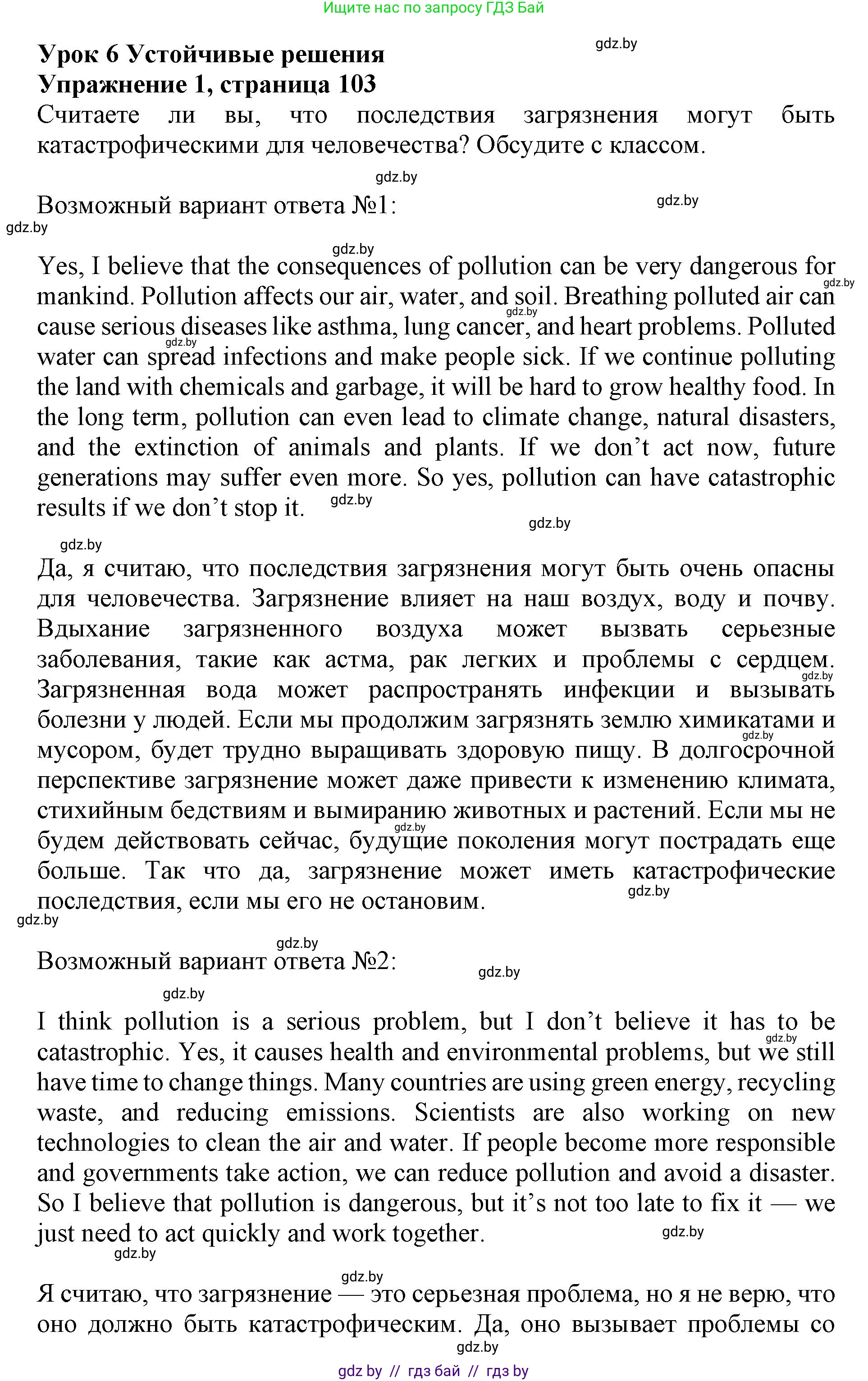 Английский язык (english), 11 класс Учебник (Student's book), авторы: Демченко Наталья Валентиновна, Бушуева Эдите Владиславовна, Севрюкова Татьяна Юрьевна, Лапицкая Людмила Михайловна (Lapitskaya Ludmila), Романчук Вероника Романовна, издательство Вышэйшая школа, Минск, 2022, розового цвета, Часть ( Part) 1, страница 103, номер 1, Решение 1