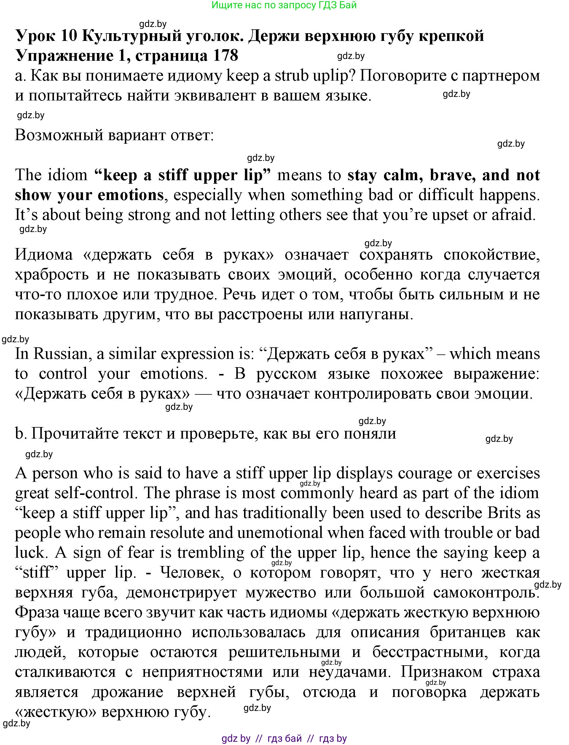 Английский язык (english), 11 класс Учебник (Student's book), авторы: Демченко Наталья Валентиновна, Бушуева Эдите Владиславовна, Севрюкова Татьяна Юрьевна, Лапицкая Людмила Михайловна (Lapitskaya Ludmila), Романчук Вероника Романовна, издательство Вышэйшая школа, Минск, 2022, розового цвета, Часть ( Part) 2, страница 178, номер 1, Решение 1