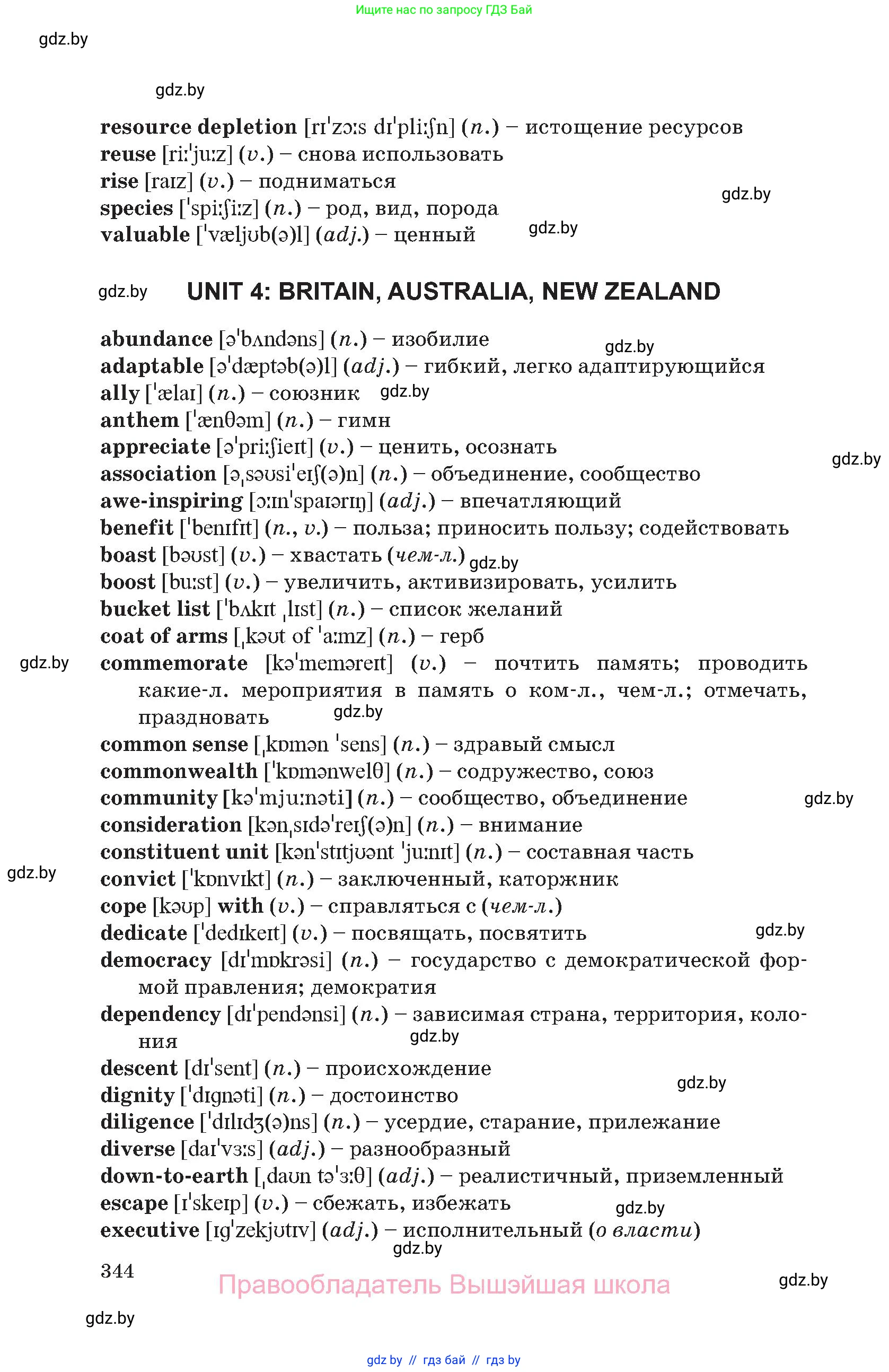 Английский язык (english), 11 класс Учебник (Student's book), авторы: Юхнель Наталья Валентиновна, Демченко Наталья Валентиновна, Романчук Вероника Романовна, Малиновская Елена Александровна, Севрюкова Татьяна Юрьевна, Бушуева Эдите Владиславовна, Наумова Елена Георгиевна, Яковчиц Т Н, издательство Вышэйшая школа, Минск, 2021, бирюзового цвета, страница 344