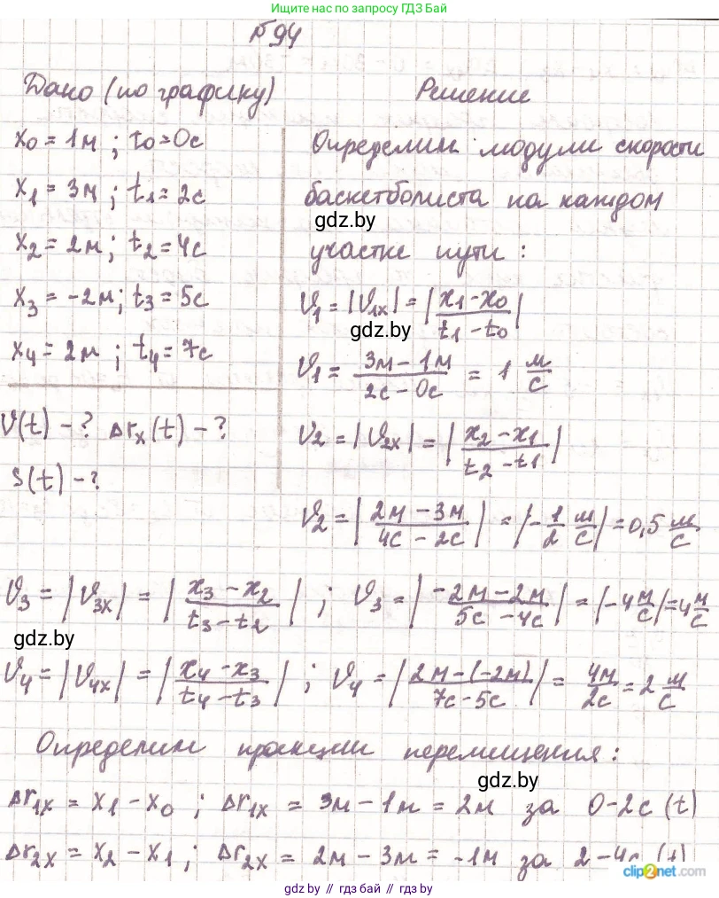 Физика, 9 класс Сборник задач, авторы: Исаченкова Лариса Артёмовна, Дорофейчик Владимир Владимирович, Захаревич Екатерина Васильевна, Пальчик Геннадий Владимирович, издательство Аверсэв, Минск, 2021, страница 28, номер 94, Решение 2
