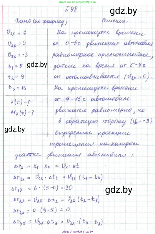 Физика, 9 класс Сборник задач, авторы: Исаченкова Лариса Артёмовна, Дорофейчик Владимир Владимирович, Захаревич Екатерина Васильевна, Пальчик Геннадий Владимирович, издательство Аверсэв, Минск, 2021, страница 29, номер 98, Решение 2