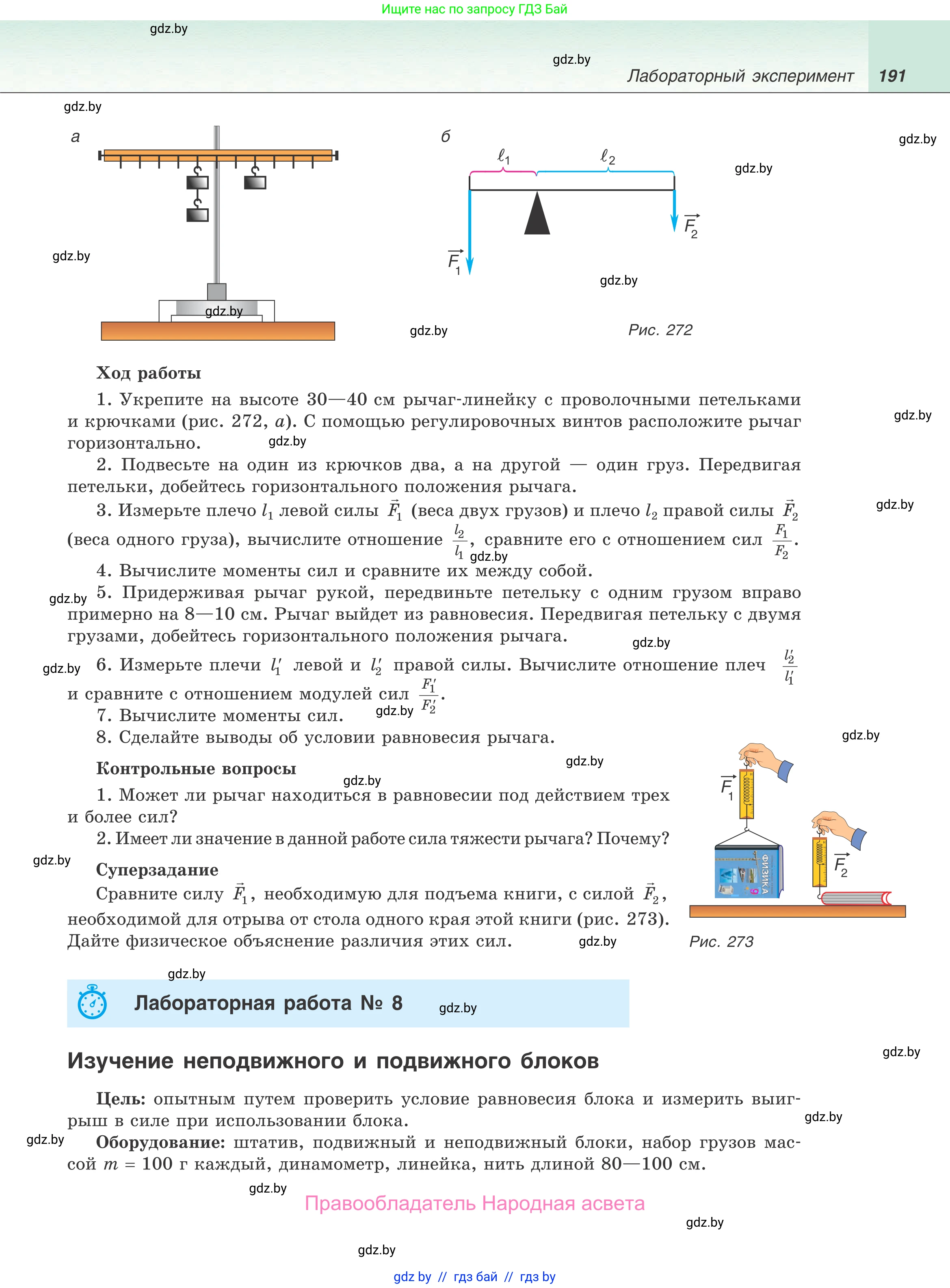 Физика, 9 класс Учебник, авторы: Исаченкова Лариса Артёмовна, Сокольский Анатолий Алексеевич, Захаревич Екатерина Васильевна, издательство Народная асвета, Минск, 2019, страница 191
