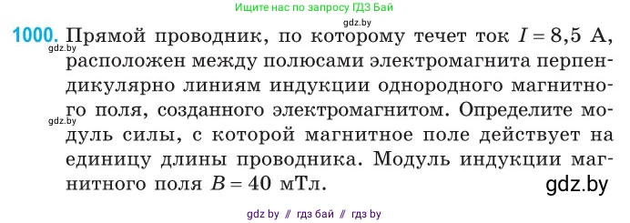 Физика, 10 класс Сборник задач, авторы: Дорофейчик Владимир Владимирович, Белая Ольга Николаевна, издательство Национальный институт образования, Минск, 2022, страница 223, номер 1000, Условие