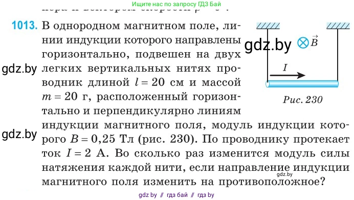 Физика, 10 класс Сборник задач, авторы: Дорофейчик Владимир Владимирович, Белая Ольга Николаевна, издательство Национальный институт образования, Минск, 2022, страница 226, номер 1013, Условие
