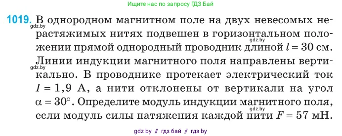 Физика, 10 класс Сборник задач, авторы: Дорофейчик Владимир Владимирович, Белая Ольга Николаевна, издательство Национальный институт образования, Минск, 2022, страница 227, номер 1019, Условие