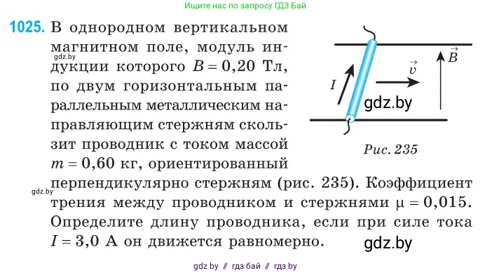 Физика, 10 класс Сборник задач, авторы: Дорофейчик Владимир Владимирович, Белая Ольга Николаевна, издательство Национальный институт образования, Минск, 2022, страница 229, номер 1025, Условие