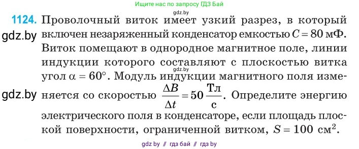Физика, 10 класс Сборник задач, авторы: Дорофейчик Владимир Владимирович, Белая Ольга Николаевна, издательство Национальный институт образования, Минск, 2022, страница 256, номер 1124, Условие