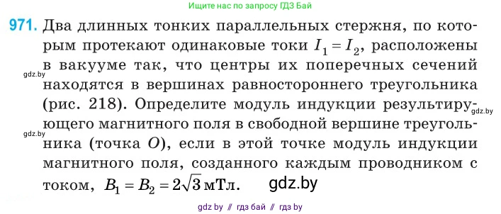 Физика, 10 класс Сборник задач, авторы: Дорофейчик Владимир Владимирович, Белая Ольга Николаевна, издательство Национальный институт образования, Минск, 2022, страница 215, номер 971, Условие