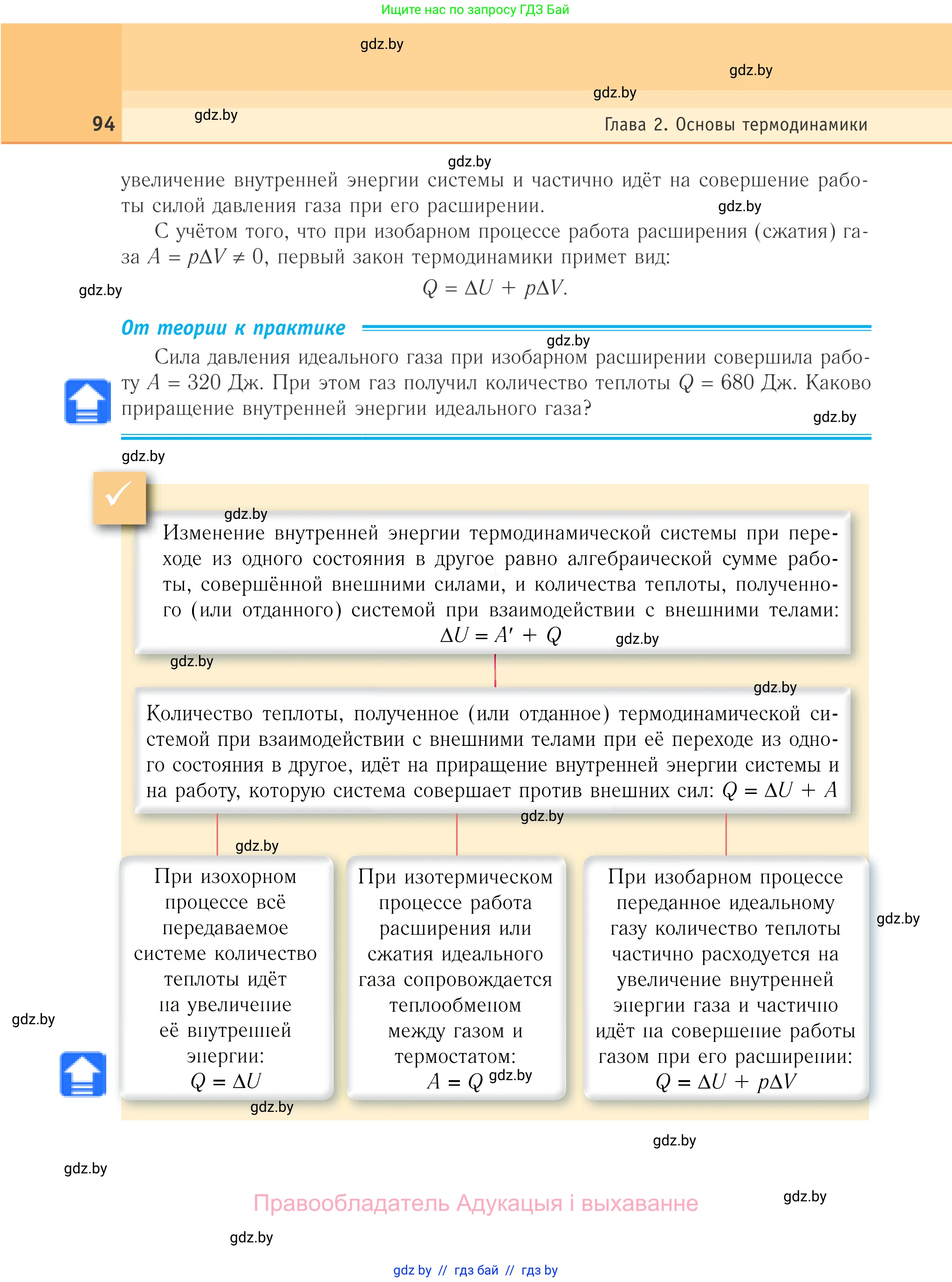 Физика, 10 класс Учебник, авторы: Громыко Елена Владимировна, Зенькович Владимир Иванович, Луцевич Александр Александрович, Слесарь Инесса Эдуардовна, издательство Адукацыя i выхаванне, Минск, 2019, бирюзового цвета, страница 94