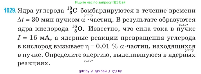Физика, 11 класс Сборник задач, авторы: Дорофейчик Владимир Владимирович, Силенков Михаил Анатольевич, издательство Национальный институт образования, Минск, 2023, страница 285, номер 1029, Условие