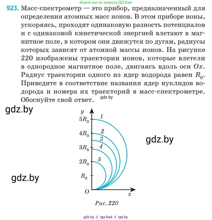 Физика, 11 класс Сборник задач, авторы: Дорофейчик Владимир Владимирович, Силенков Михаил Анатольевич, издательство Национальный институт образования, Минск, 2023, страница 264, номер 923, Условие