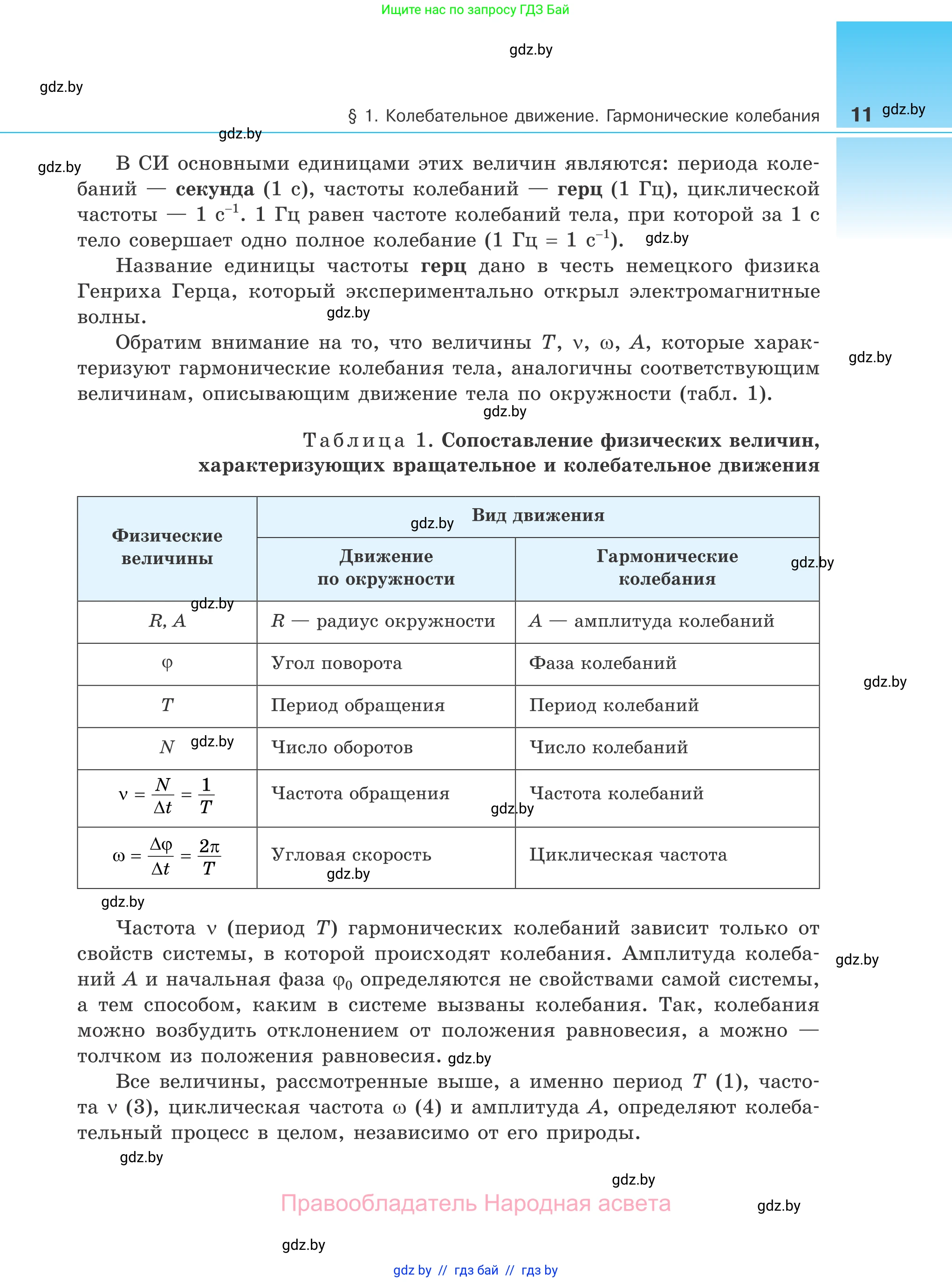 Физика, 11 класс Учебник, авторы: Жилко Виталий Владимирович, Маркович Леонид Григорьевич, Сокольский Анатолий Алексеевич, издательство Народная асвета, Минск, 2021, страница 11