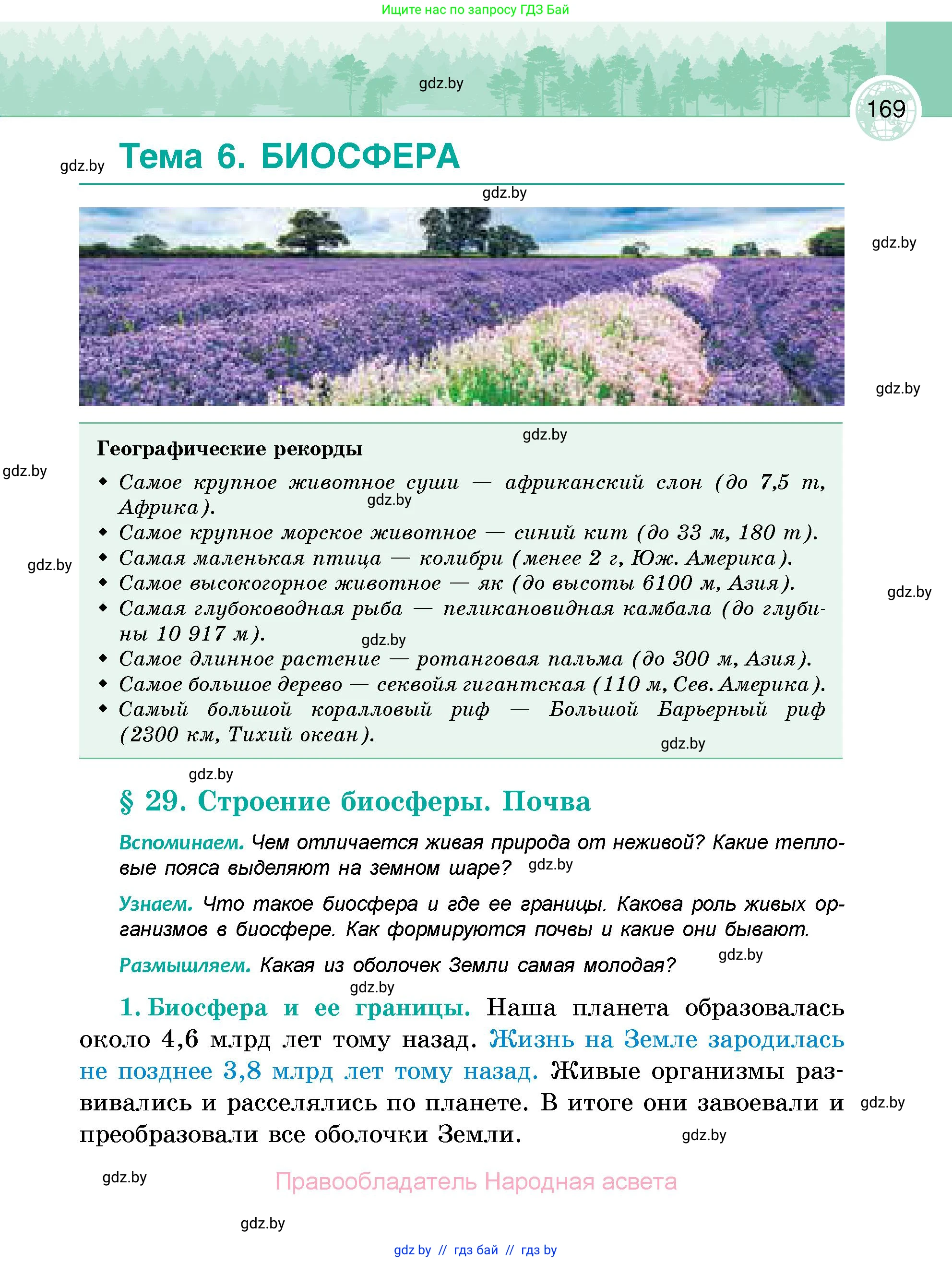 География, 6 класс Учебник, авторы: Кольмакова Елена Генадьевна, Пикулик Валентина Владимировна, издательство Народная асвета, Минск, 2022, страница 169
