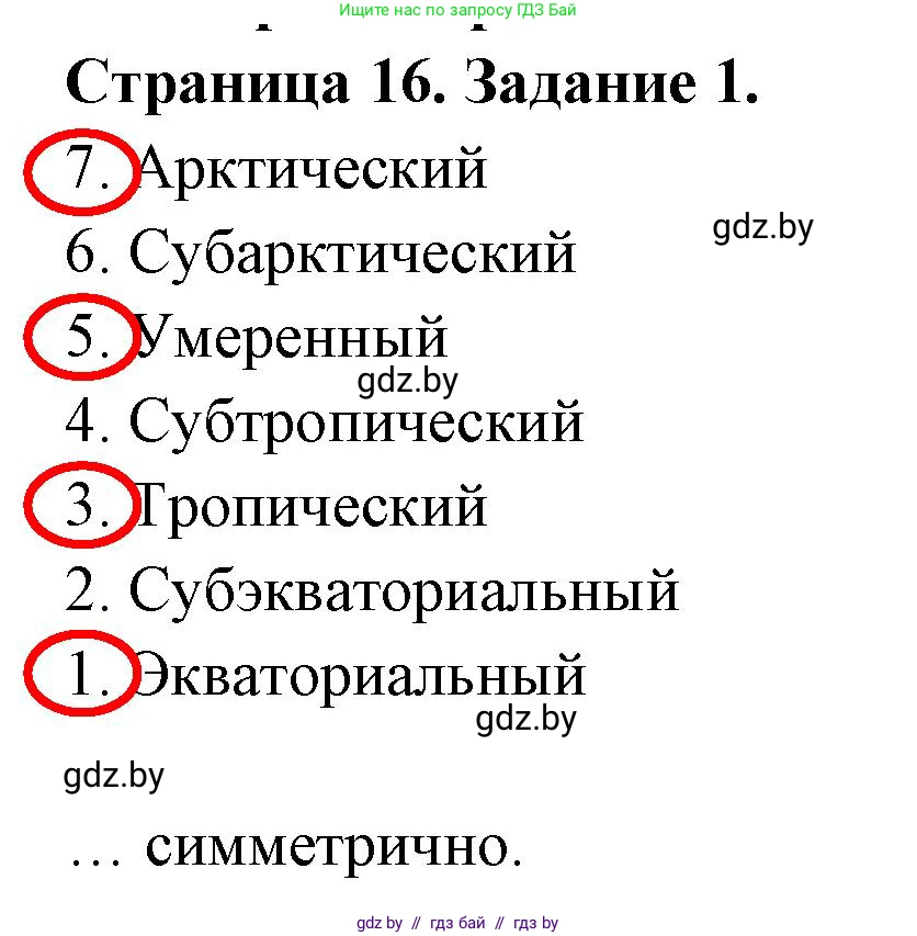 География, 7 класс рабочая тетрадь, авторы: Кольмакова Елена Генадьевна, Сарычева Ольга Владимировна, Тарасенок Елена Николаевна, издательство Аверсэв, Минск, 2024, страница 16, номер 1, Решение
