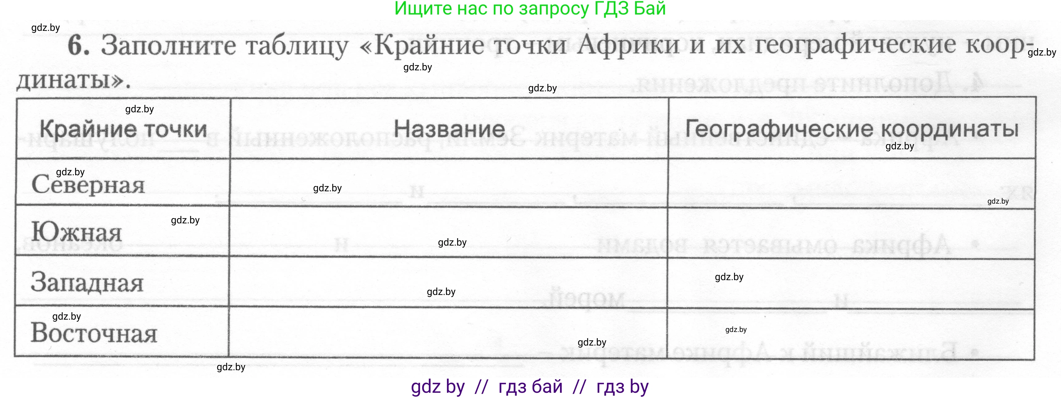 География, 7 класс тетрадь для практических и самостоятельных работ, авторы: Метельский Юрий Михайлович, Чайковская Людмила Ивановна, издательство Сэр-Вит, Минск, 2023, бирюзового цвета, страница 8, номер 6, Условие