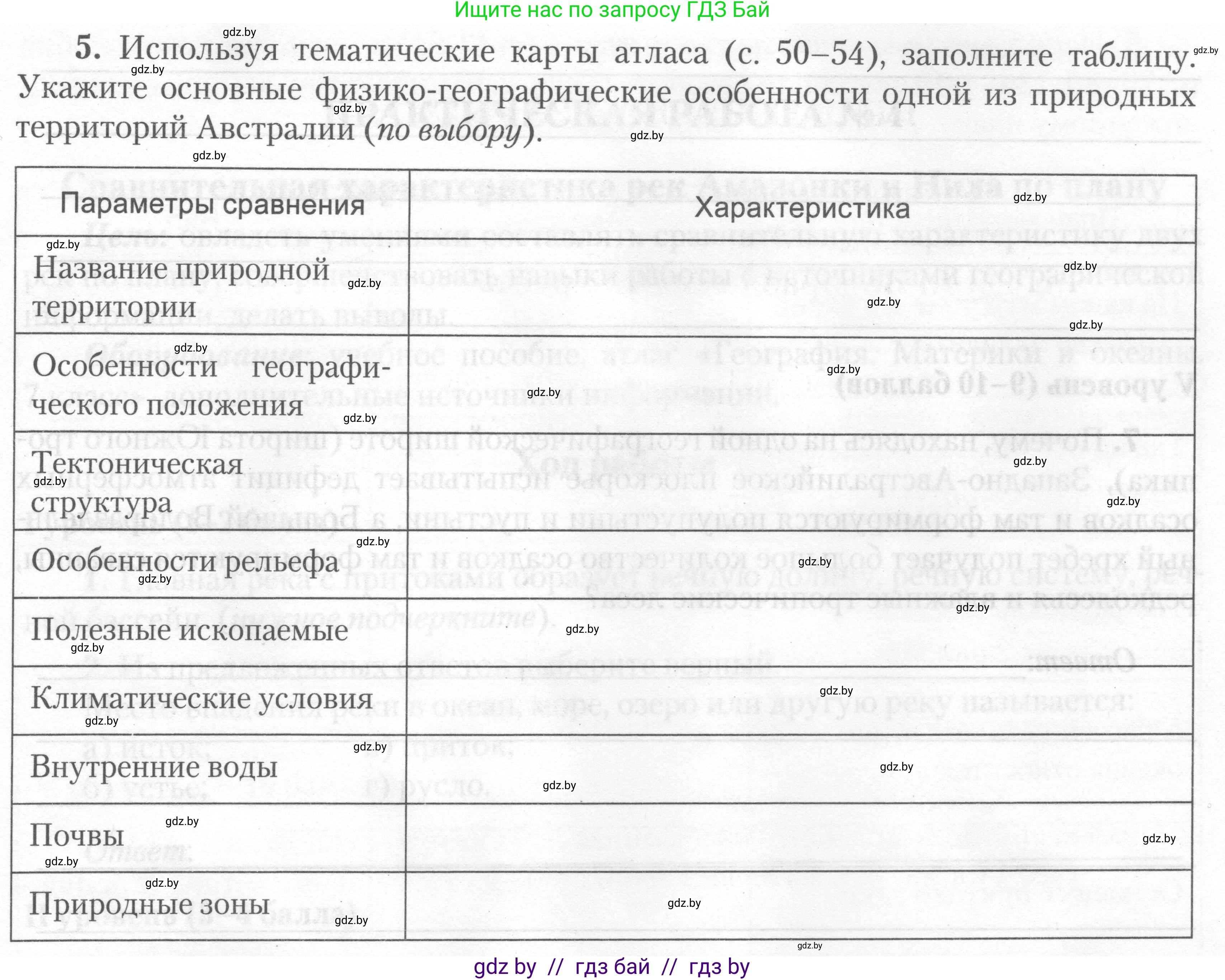 География, 7 класс тетрадь для практических и самостоятельных работ, авторы: Метельский Юрий Михайлович, Чайковская Людмила Ивановна, издательство Сэр-Вит, Минск, 2023, бирюзового цвета, страница 11, номер 5, Условие