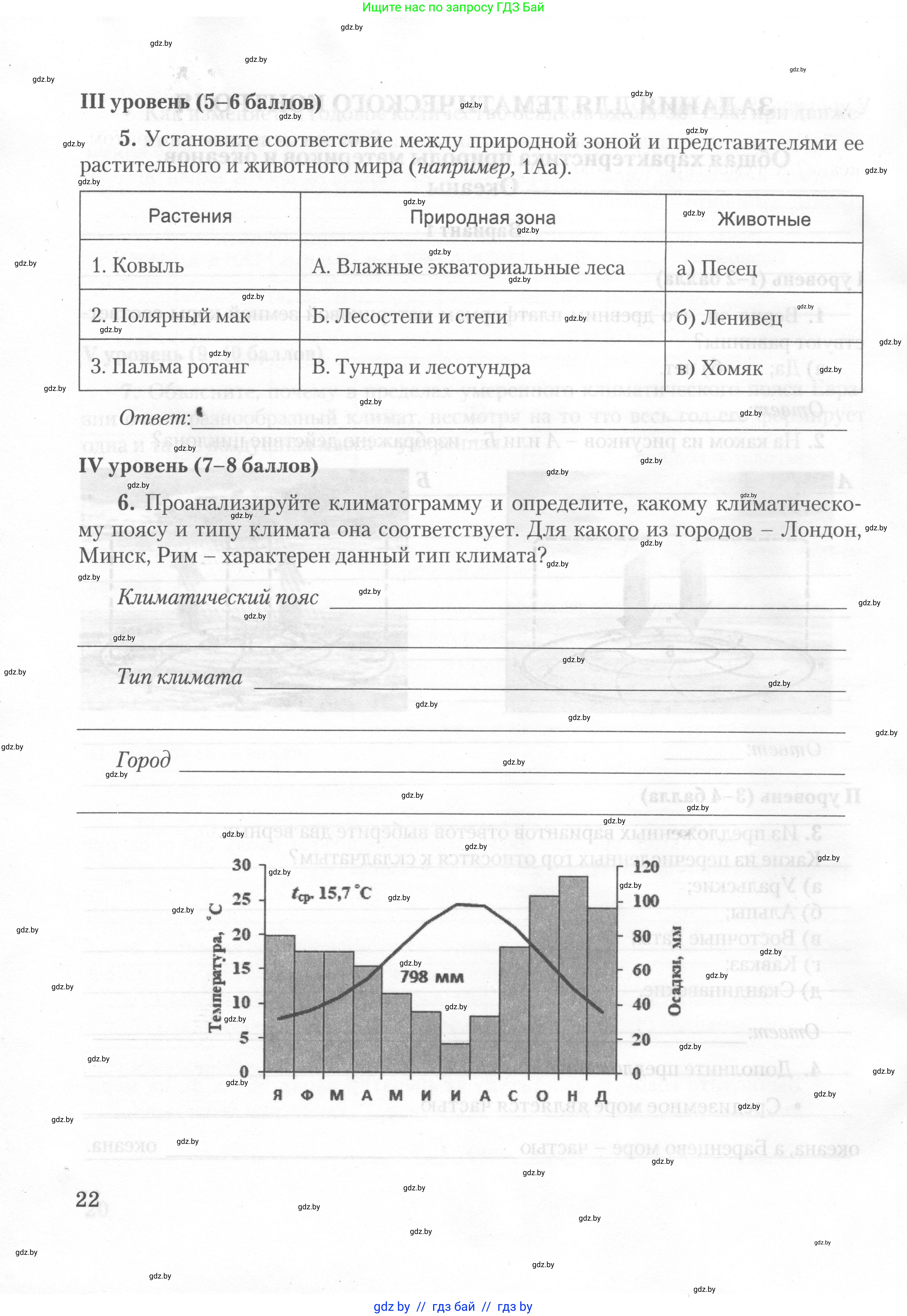 География, 7 класс тетрадь для практических и самостоятельных работ, авторы: Метельский Юрий Михайлович, Чайковская Людмила Ивановна, издательство Сэр-Вит, Минск, 2023, бирюзового цвета, страница 22