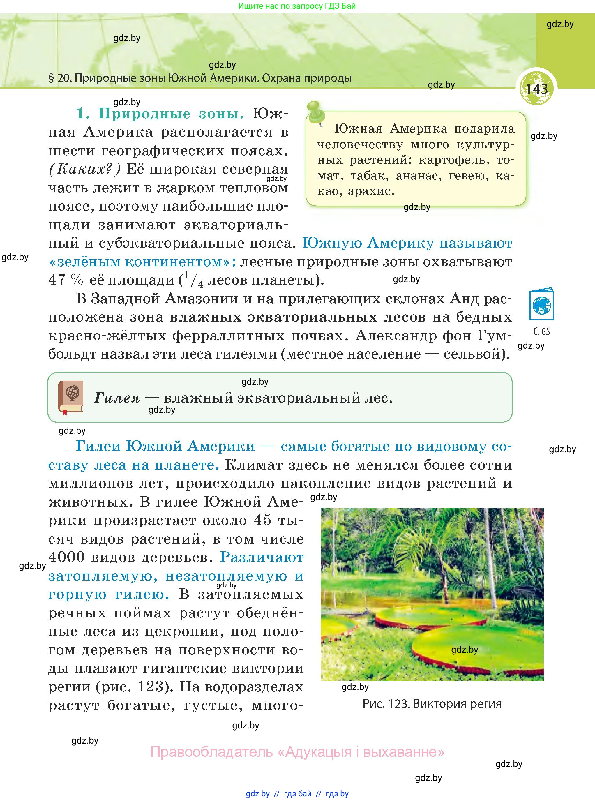 География, 7 класс Учебник, авторы: Кольмакова Елена Генадьевна, Лопух Пётр Степанович, Сарычева Ольга Владимировна, издательство Адукацыя i выхаванне, Минск, 2023, страница 143