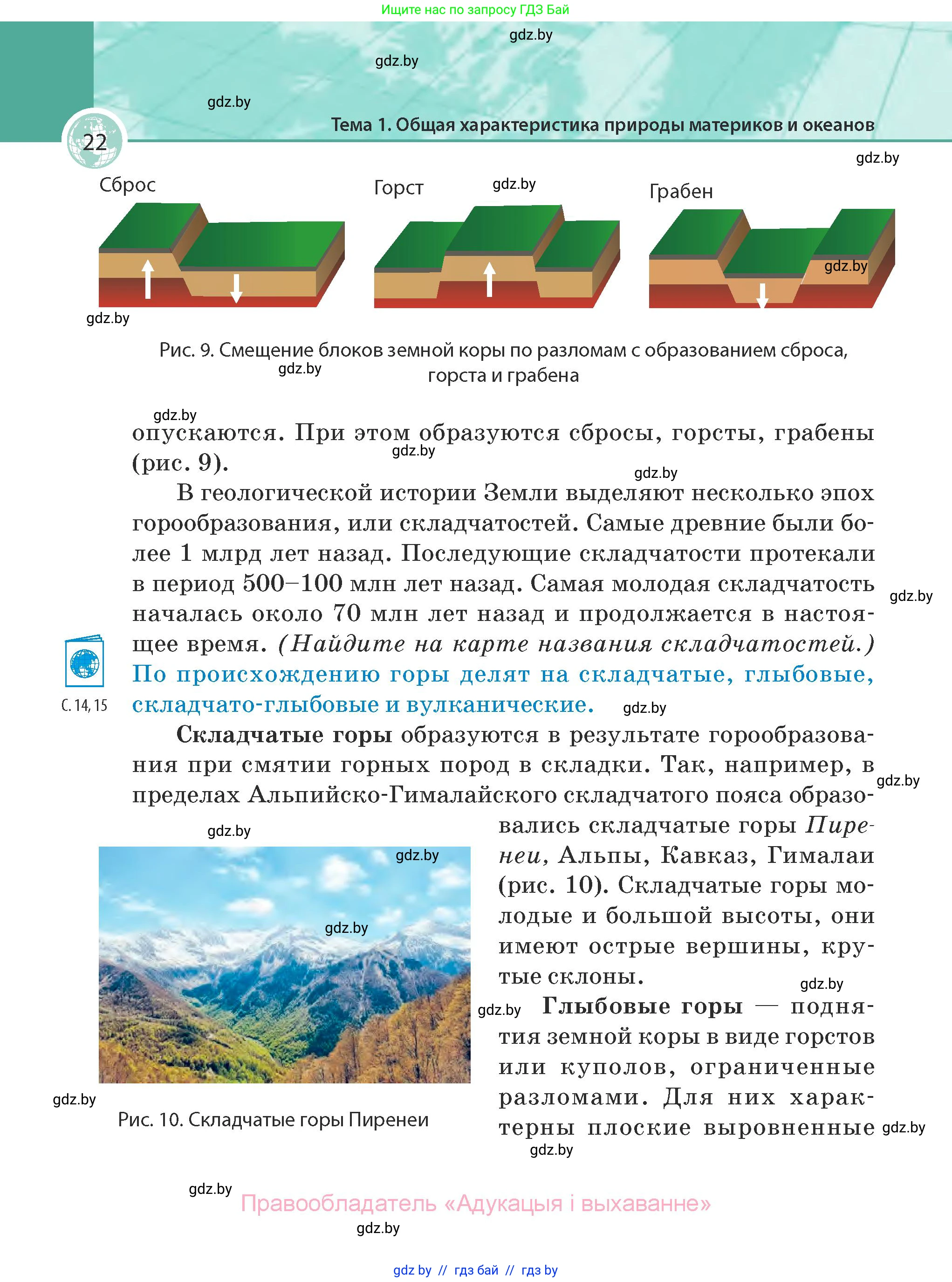 География, 7 класс Учебник, авторы: Кольмакова Елена Генадьевна, Лопух Пётр Степанович, Сарычева Ольга Владимировна, издательство Адукацыя i выхаванне, Минск, 2023, страница 22