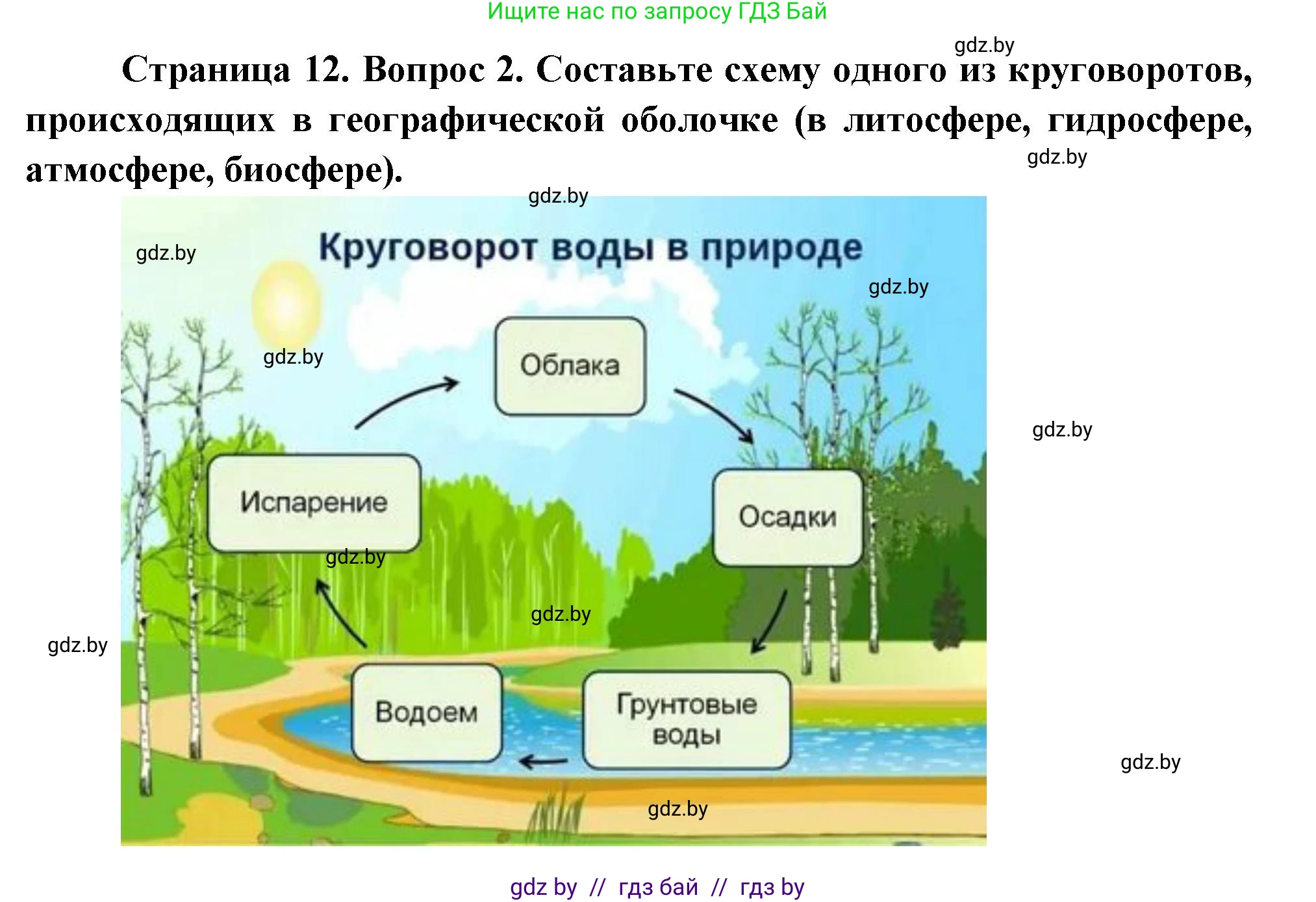 География, 7 класс Учебник, авторы: Кольмакова Елена Генадьевна, Лопух Пётр Степанович, Сарычева Ольга Владимировна, издательство Адукацыя i выхаванне, Минск, 2023, страница 12, номер 2, Решение