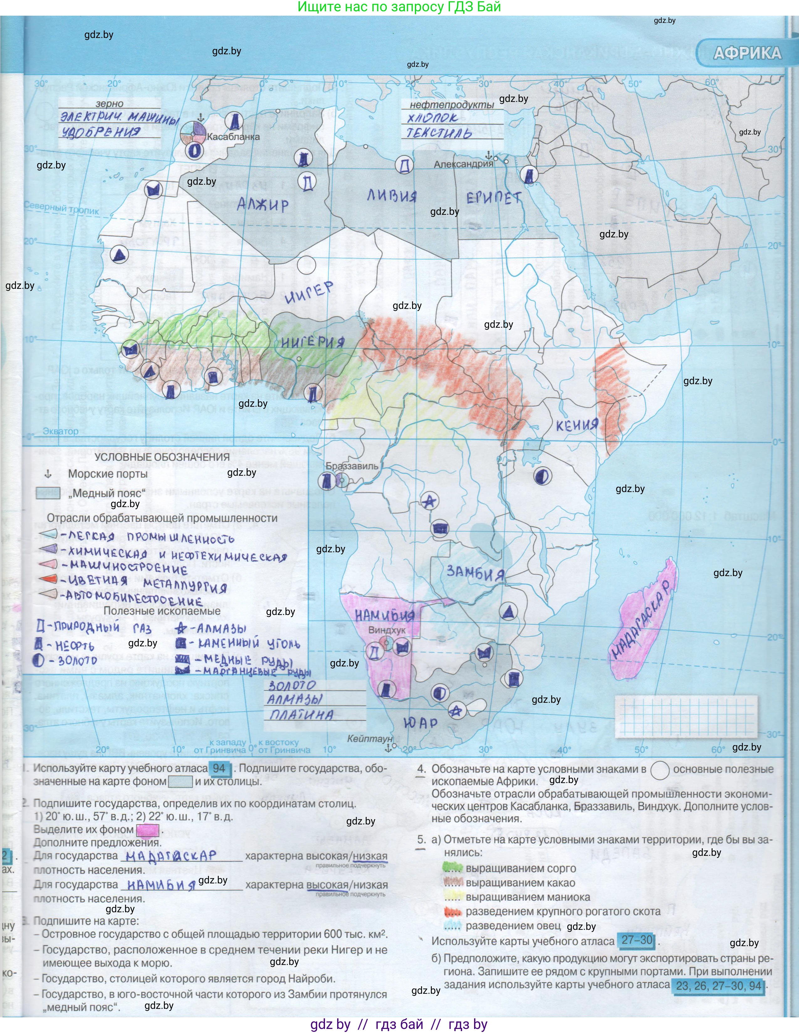 География, 8 класс Контурные карты, авторы: Озем Г З, Ольмец Л Г, Шкель Людмила Валерьевна, Фокеева Л В, издательство Белкартография, Минск, 2022, голубого цвета, страница 45, Решение