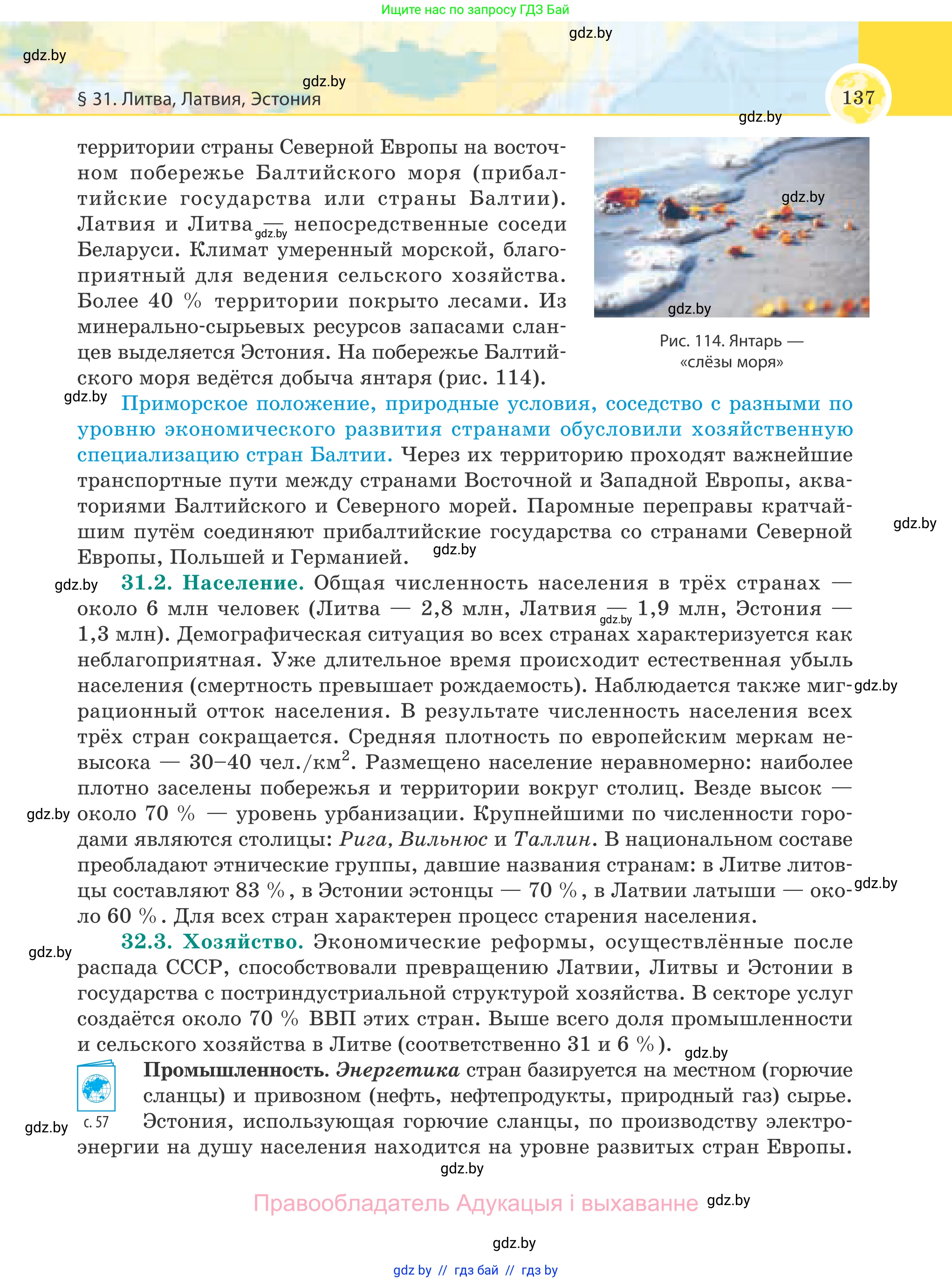 География, 8 класс Учебник, авторы: Лопух Пётр Степанович, Стреха Николай Леонидович, Сарычева Ольга Владимировна, Шандроха Андрей Генадьевич, издательство Адукацыя i выхаванне, Минск, 2019, страница 137